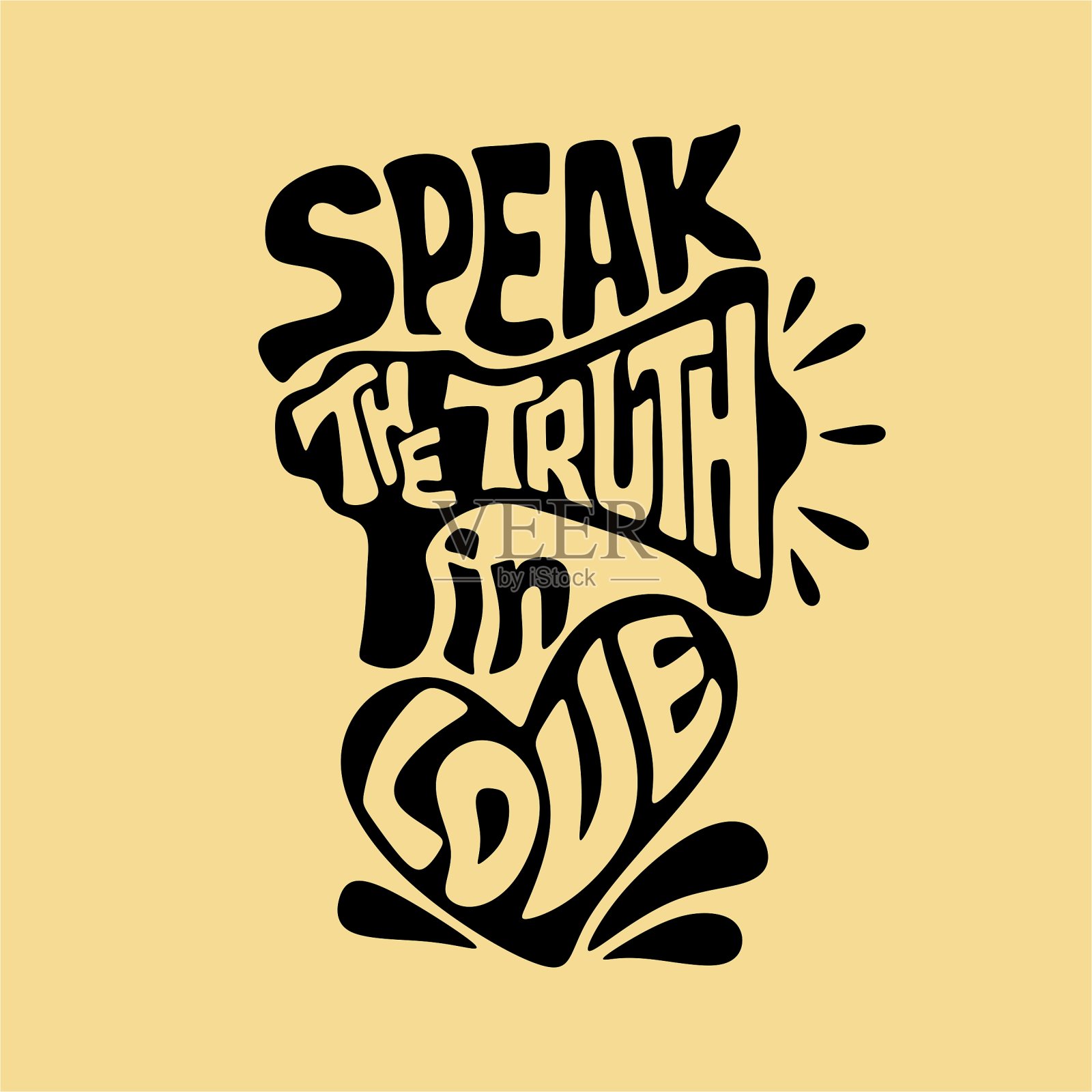 基督教印刷、字体和插图。用爱说真话。插画图片素材