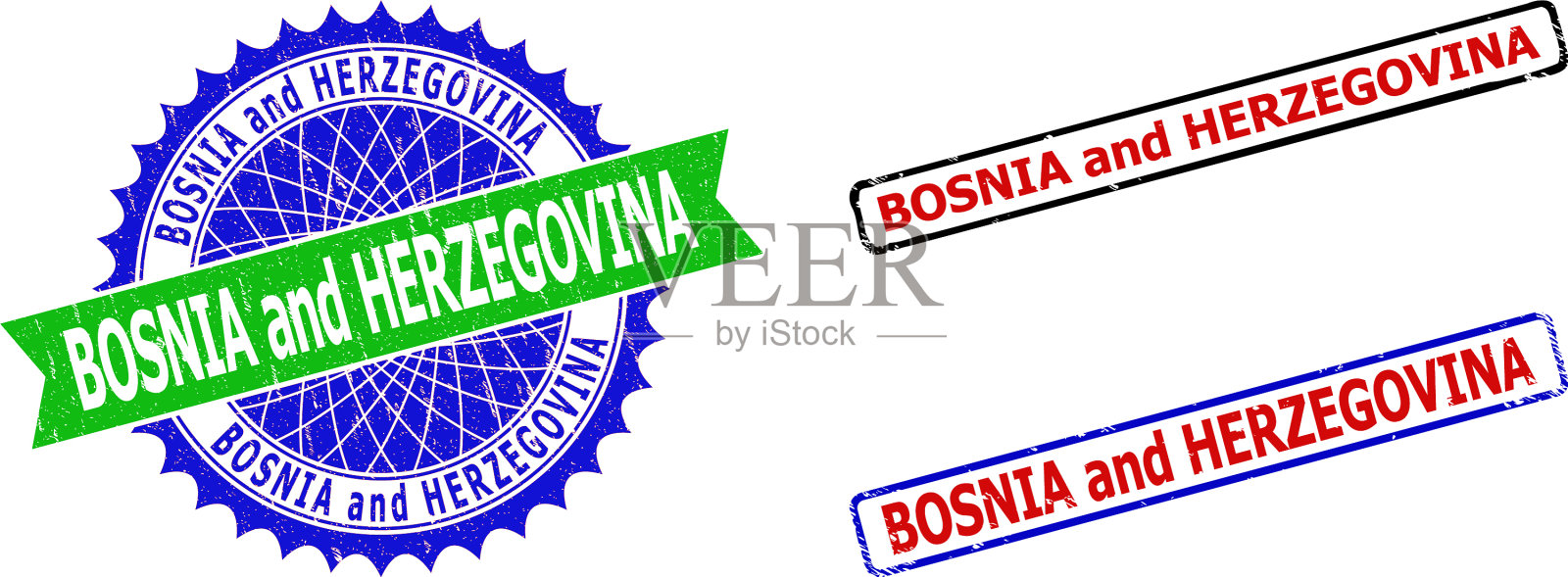 波斯尼亚和黑塞哥维那的玫瑰形和矩形插画图片素材