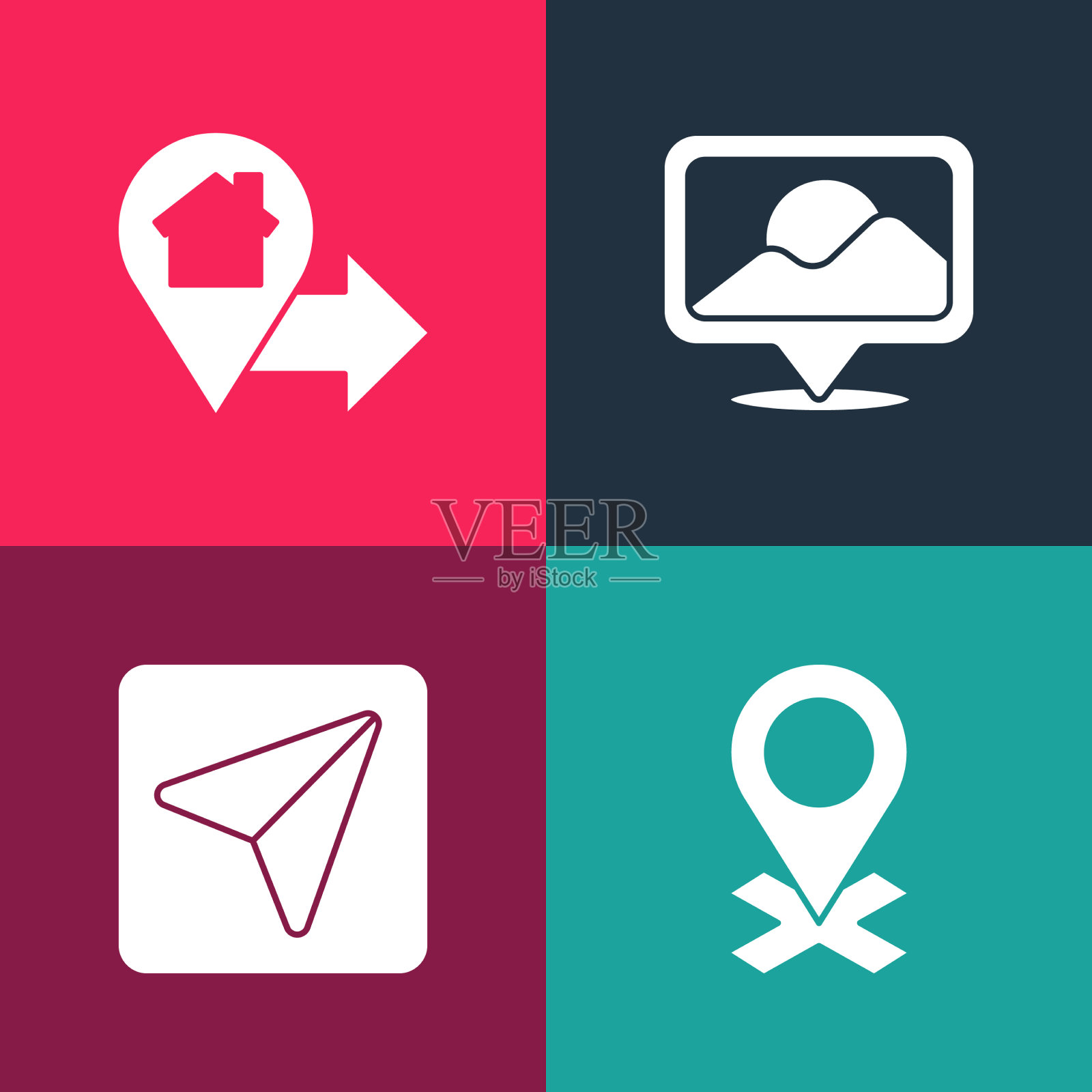 设置波普艺术位置信息图城市地图图标素材