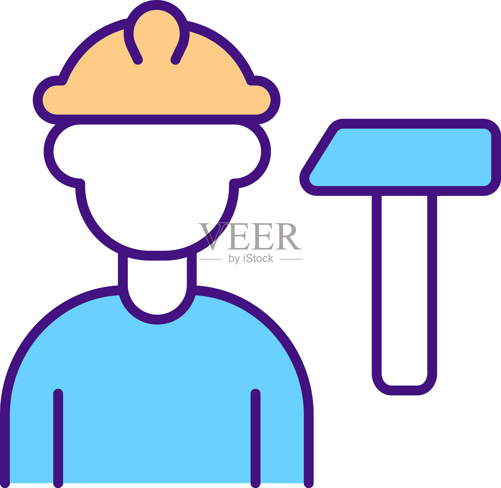 建筑工人RGB颜色图标设计元素图片