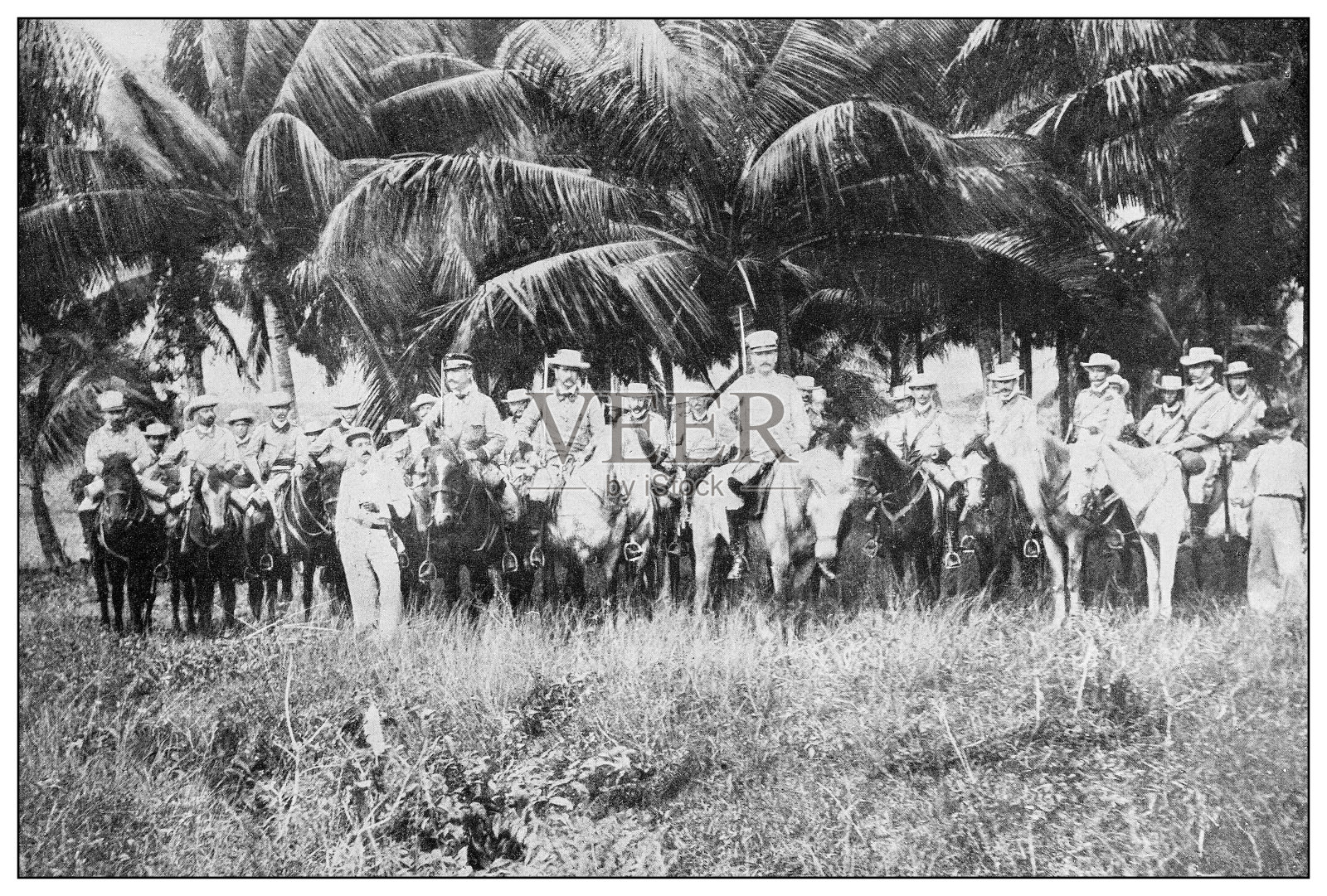 古黑白照片:西班牙“国民警卫队”，古巴照片摄影图片