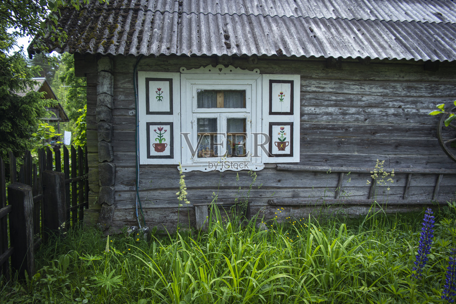 这是立陶宛南部一座19世纪的乡村住宅。照片摄影图片