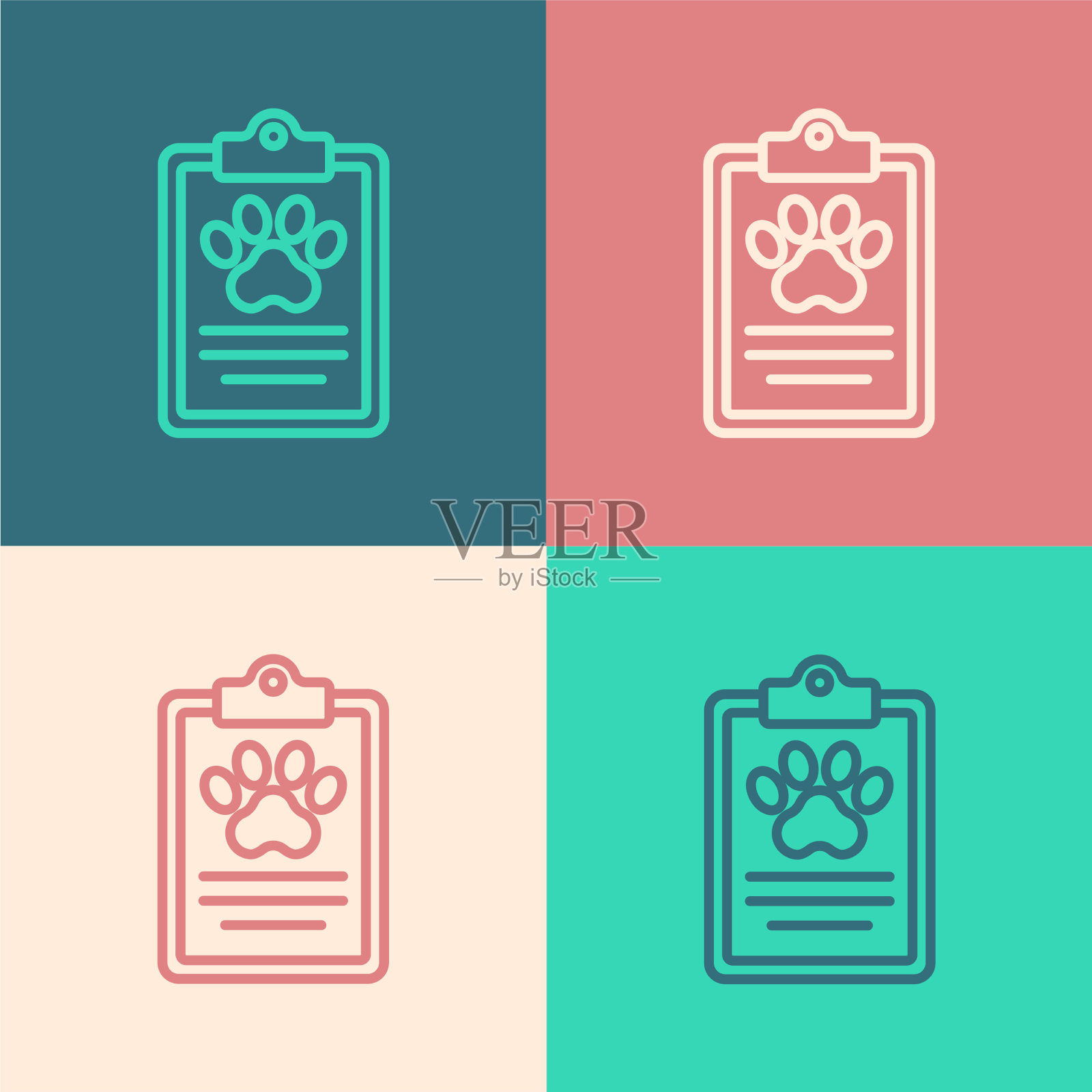 波普艺术线剪贴板与医疗临床插画图片素材