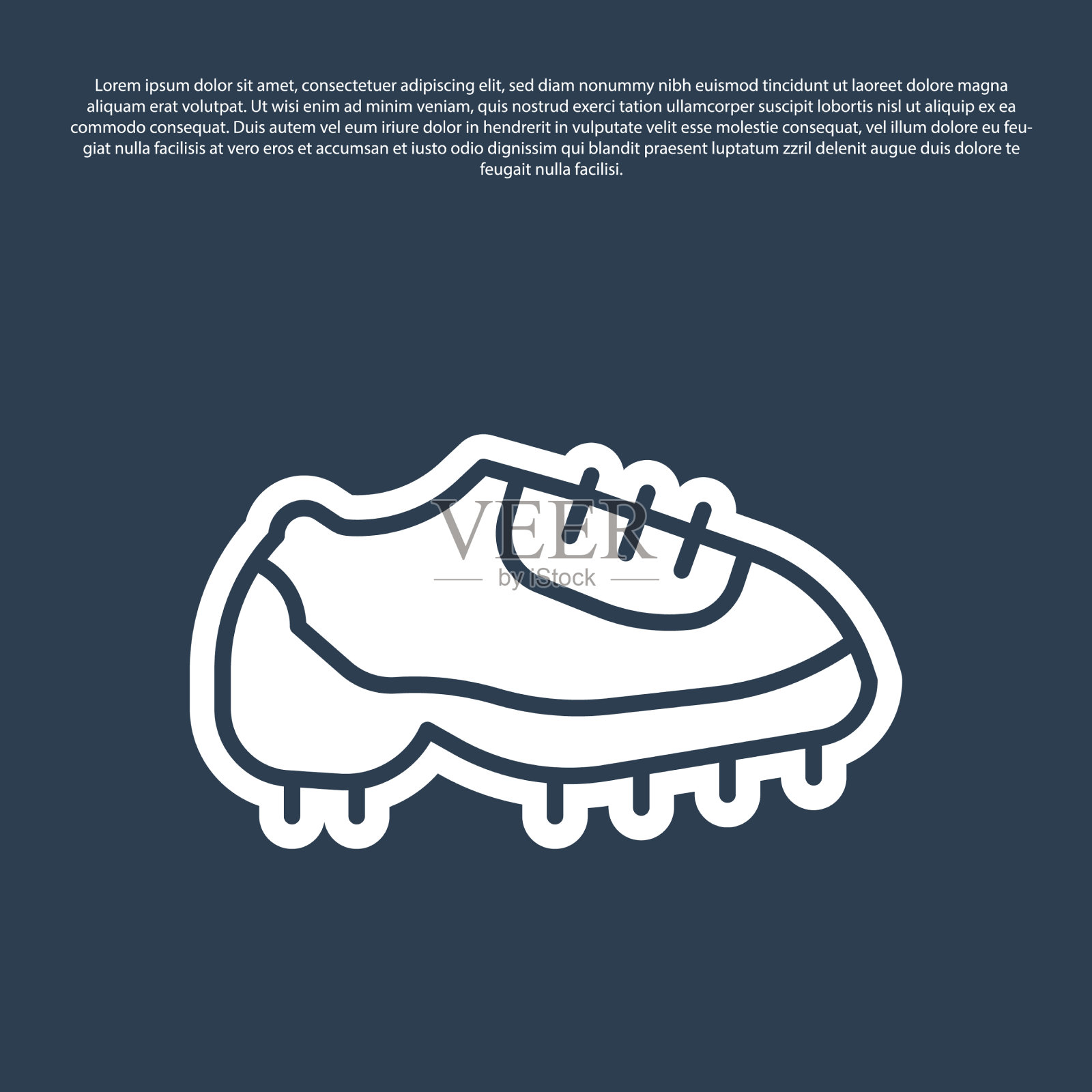 蓝线棒球靴图标孤立在蓝色插画图片素材