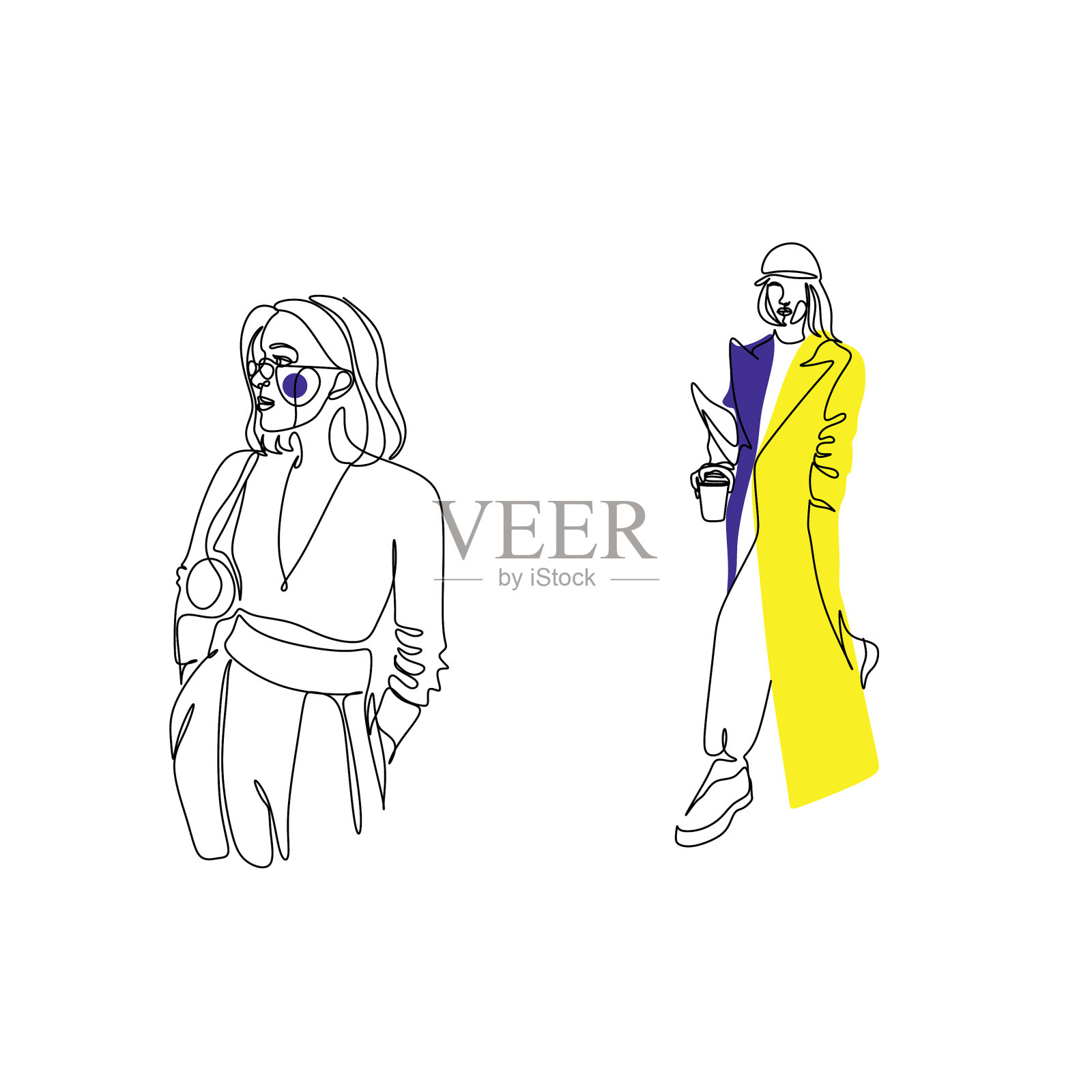 时尚模特概念女性美极简主义插画图片素材