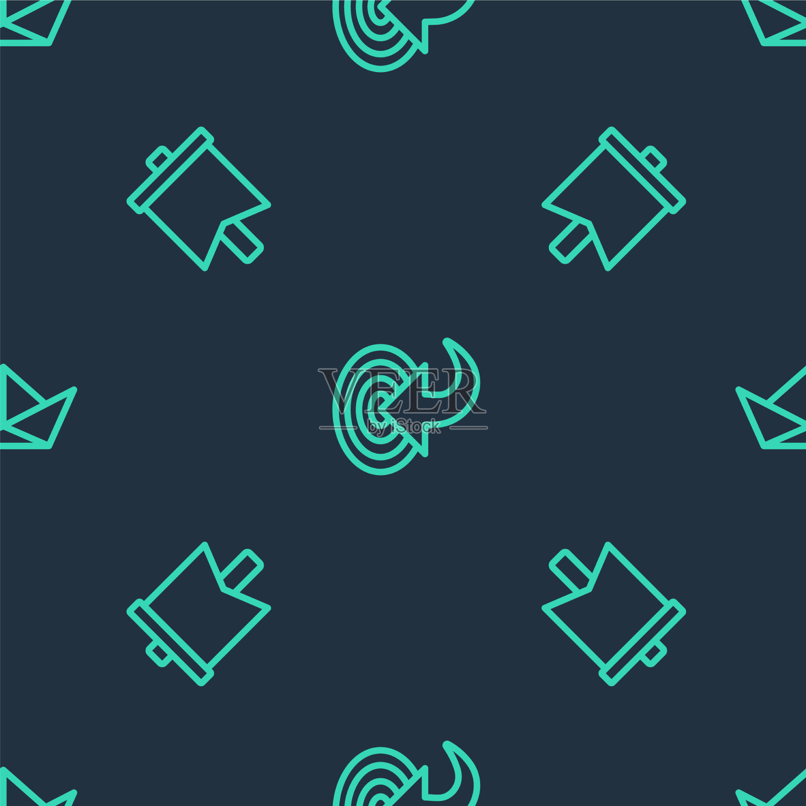 设行目标旗并折叠纸船图标素材