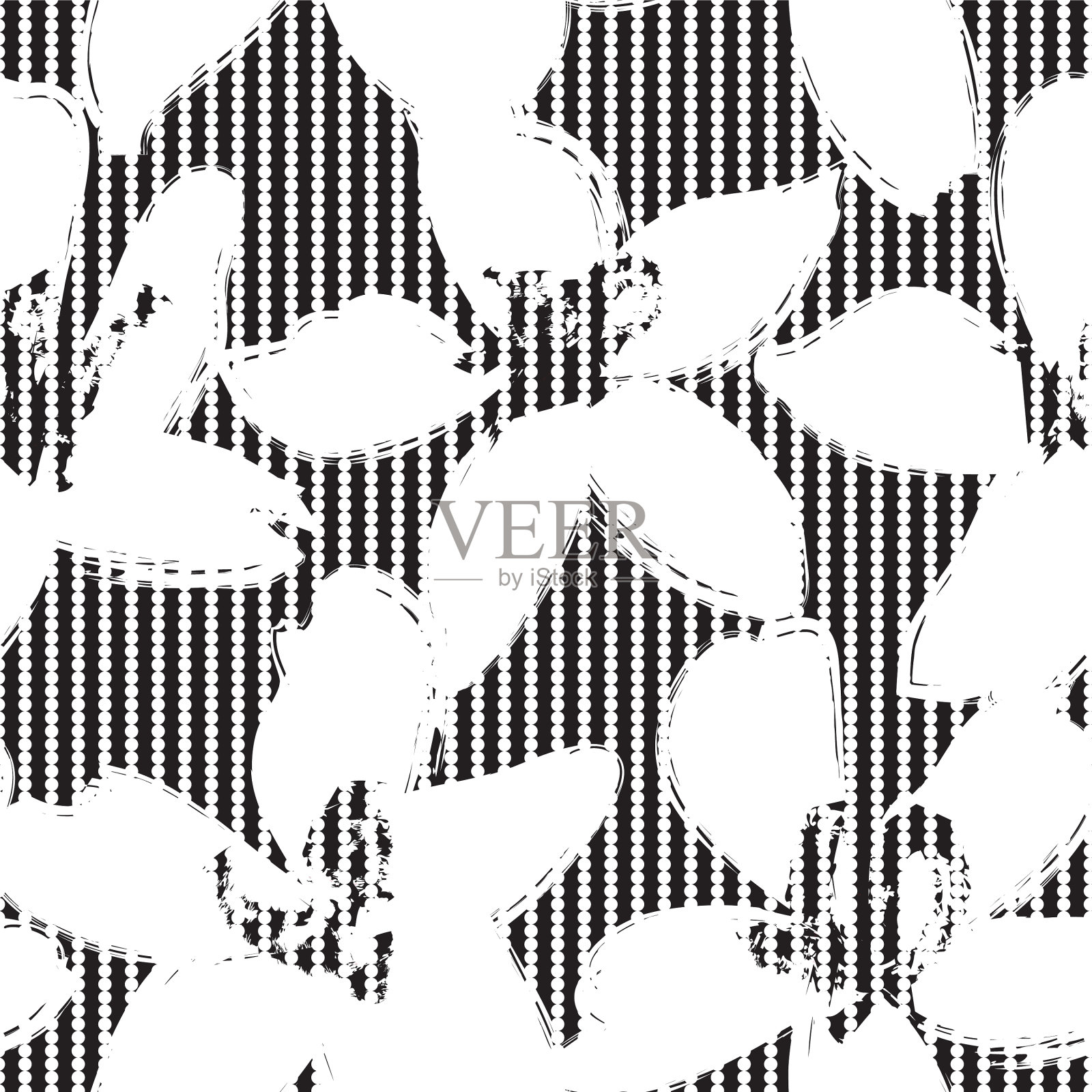 黑白植物花卉无缝图案插画图片素材