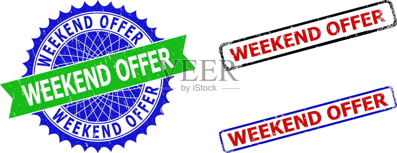 周末提供玫瑰形和长方形双色设计元素图片