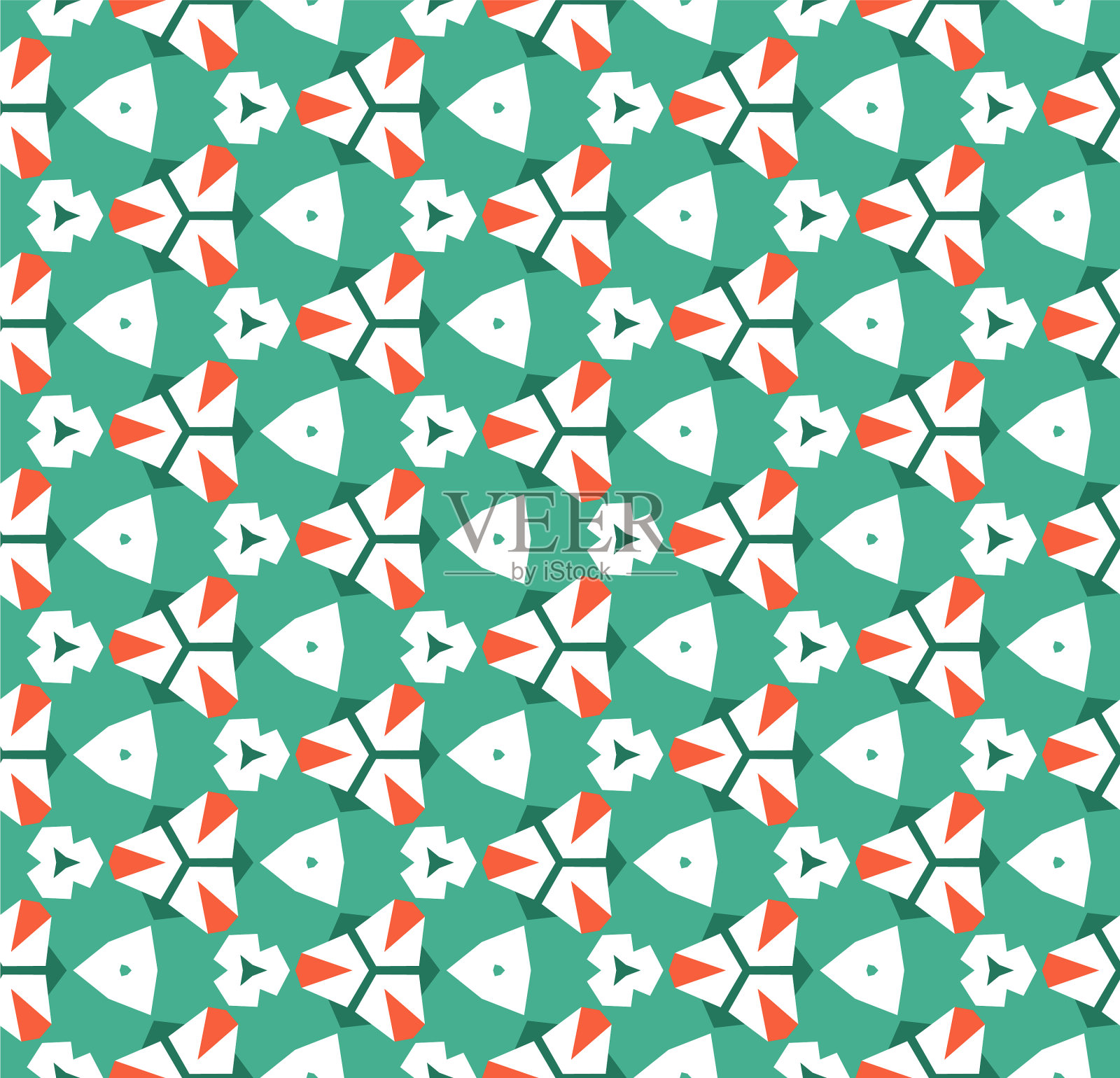 复古明亮的无缝几何图案设计插画图片素材