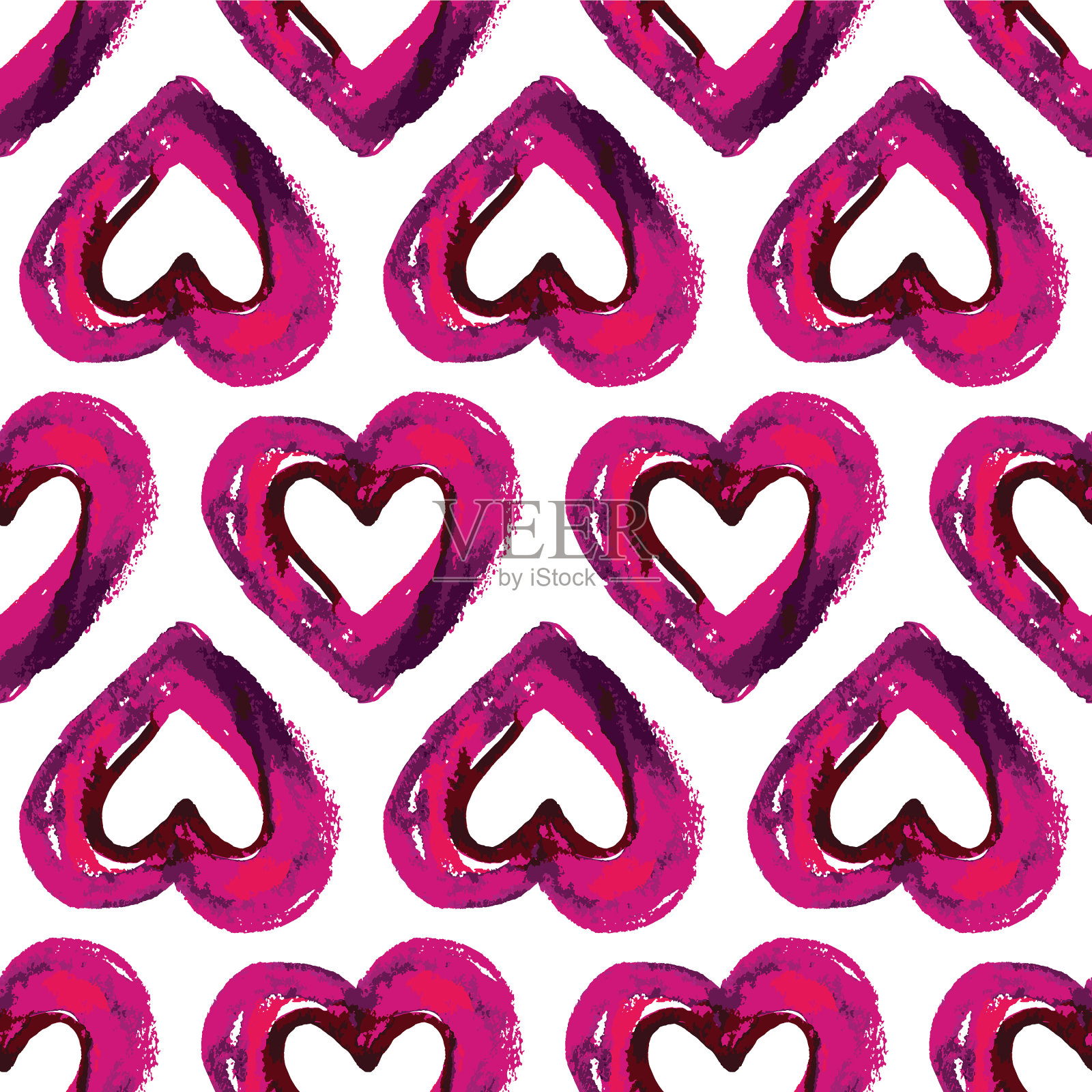 无缝图案与心抽象背景插画图片素材