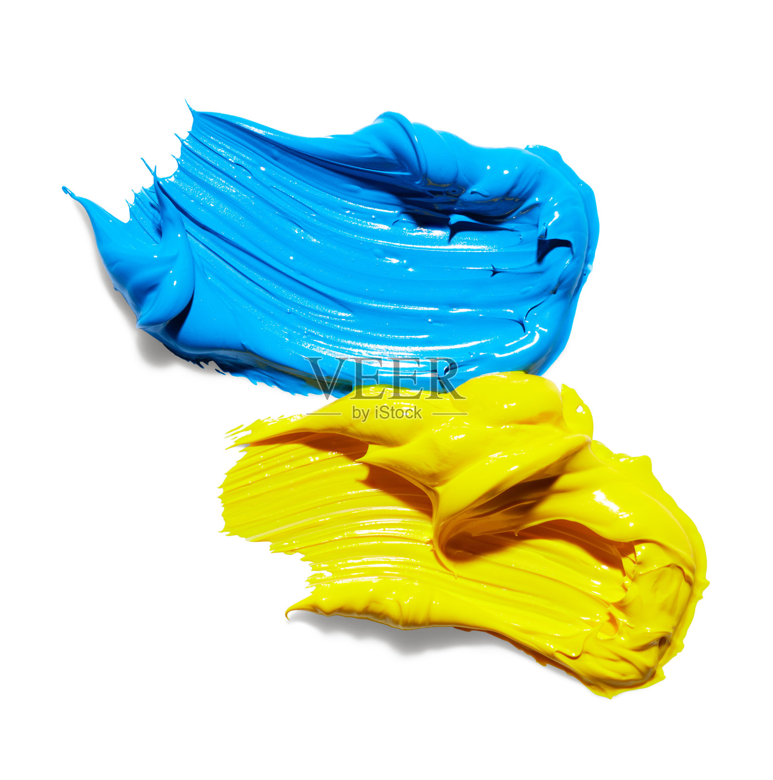 黄色和蓝色的画笔照片摄影图片