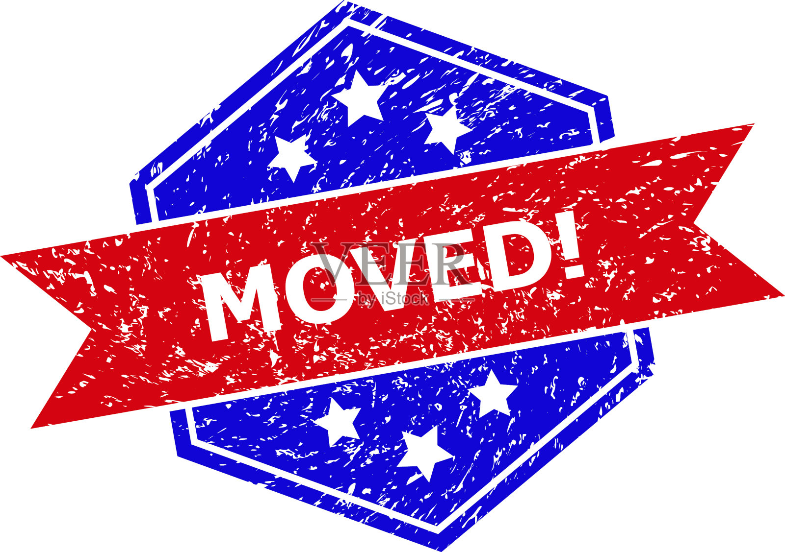 六角双色感动感叹号邮票印章插画图片素材