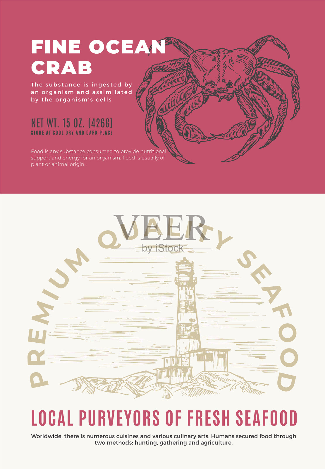 精细海洋海鲜抽象包装插画图片素材