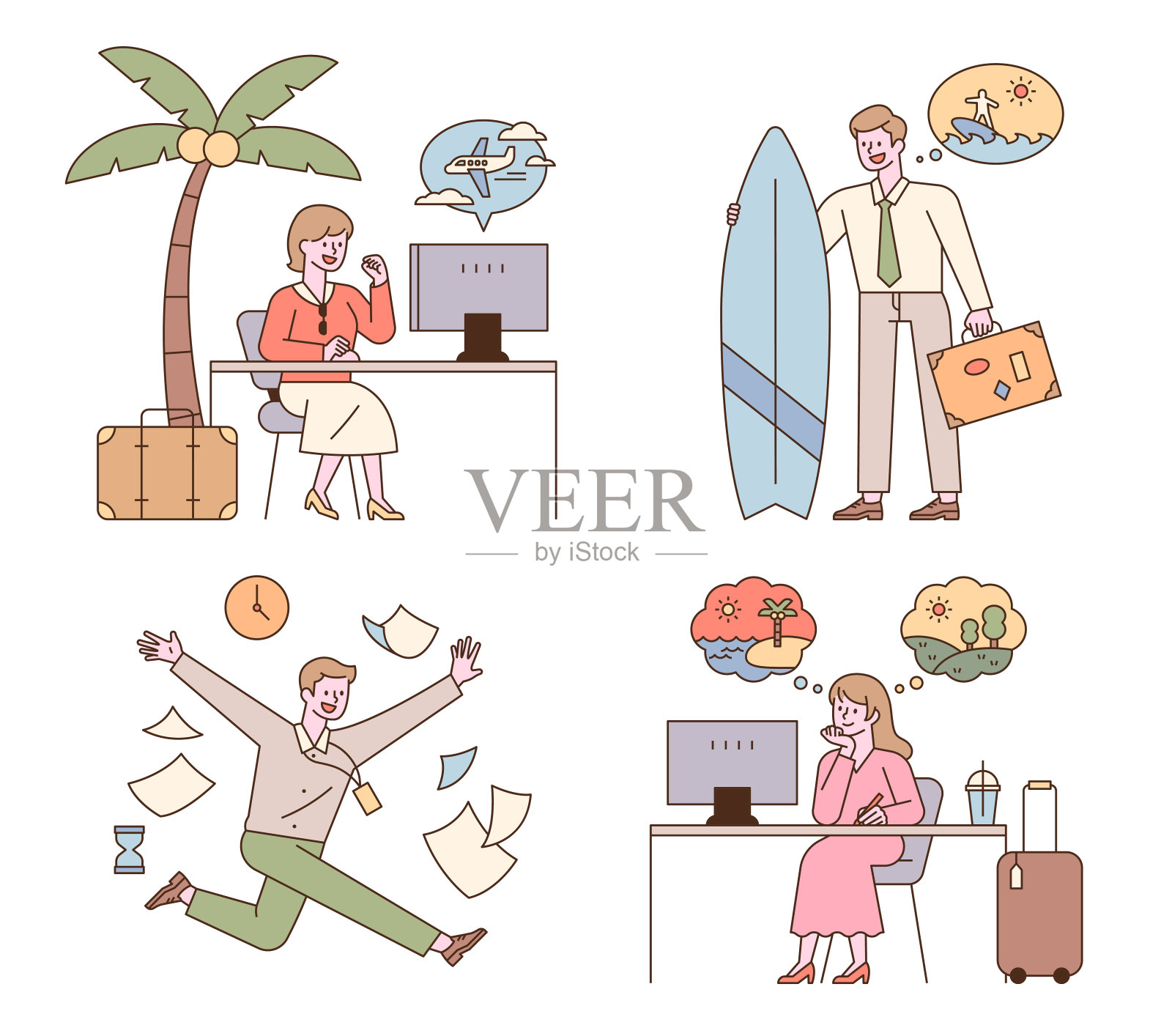 商务人士的暑假插画图片素材