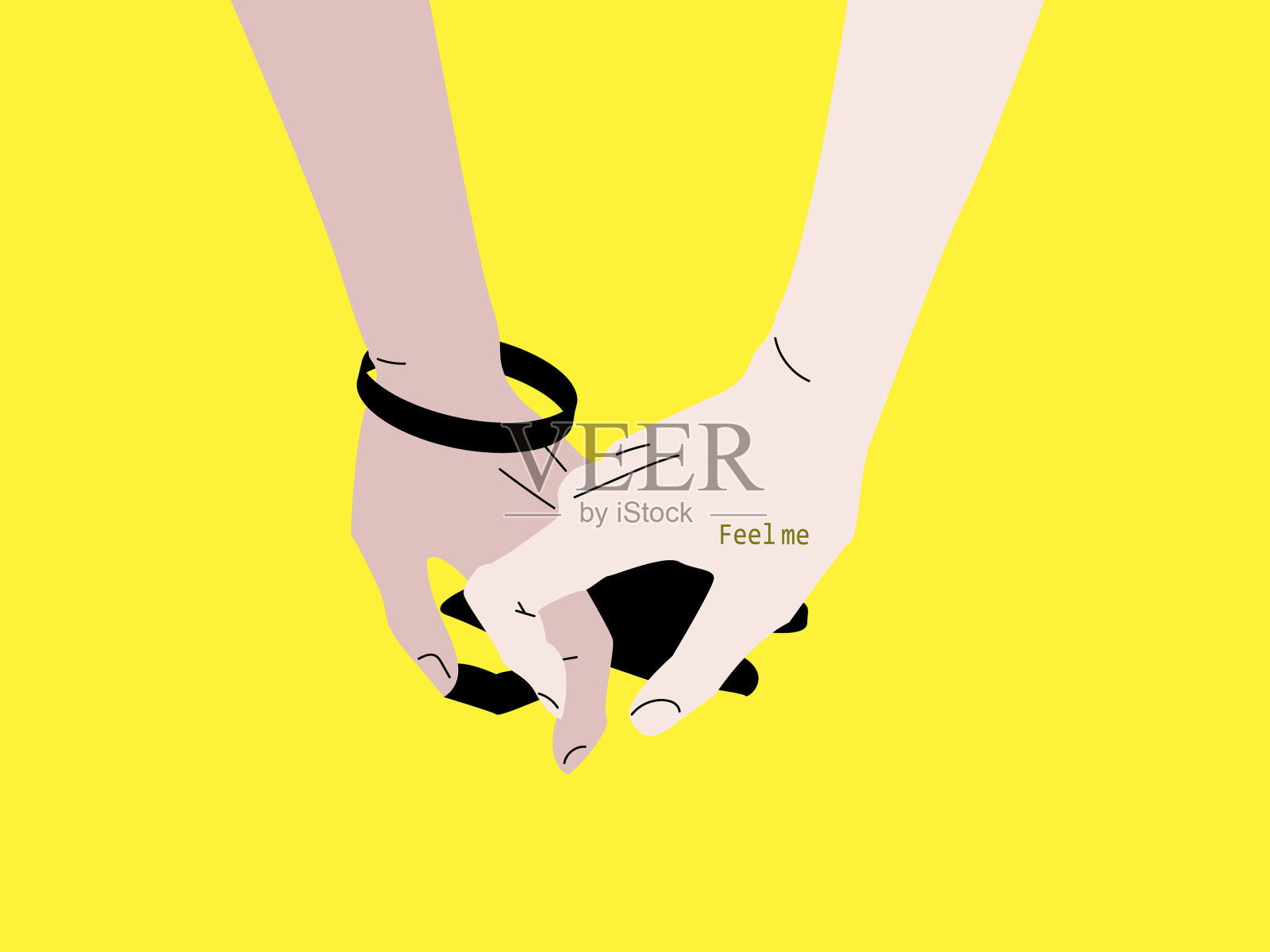 这对夫妇手牵着手感觉我的艺术插画图片素材