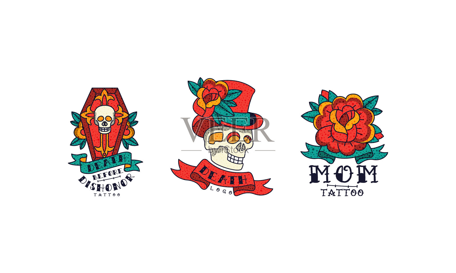 旧学校的纹身会让妈妈不光彩插画图片素材