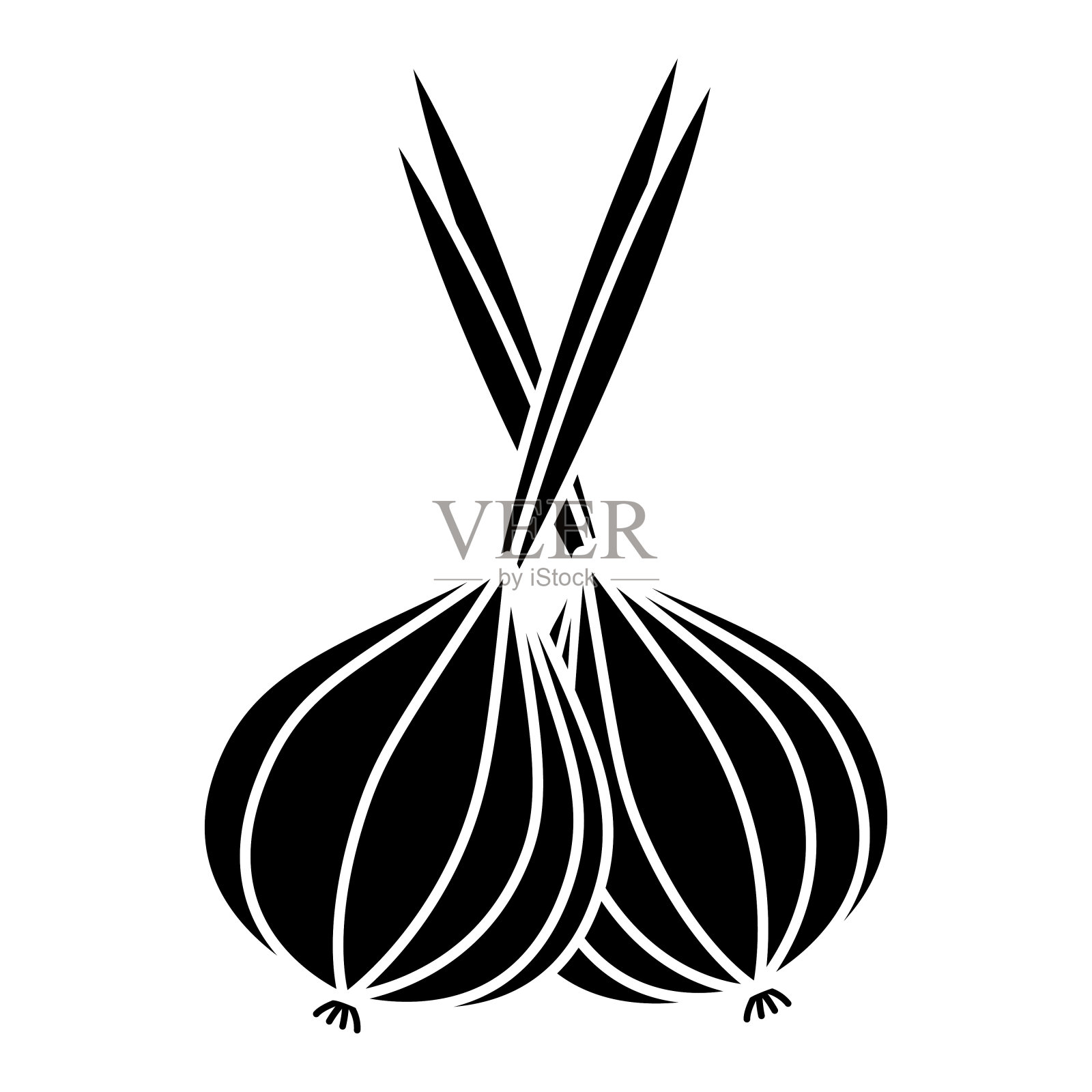 矢量字形洋葱图标。孤立蔬菜形状的冲压。简单的蔬菜黑色象形文字。插画图片素材