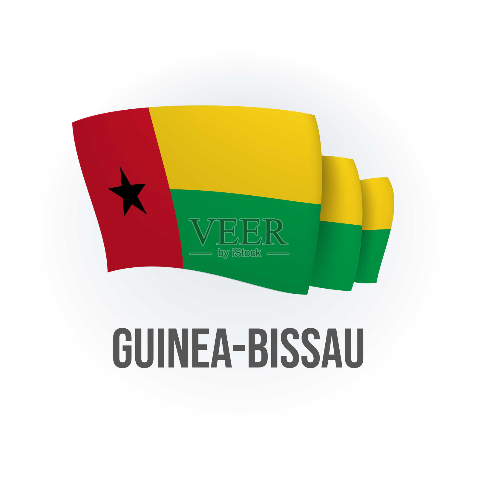 几内亚比绍矢量旗。Bissau-Guinean挥舞着国旗。矢量插图。插画图片素材