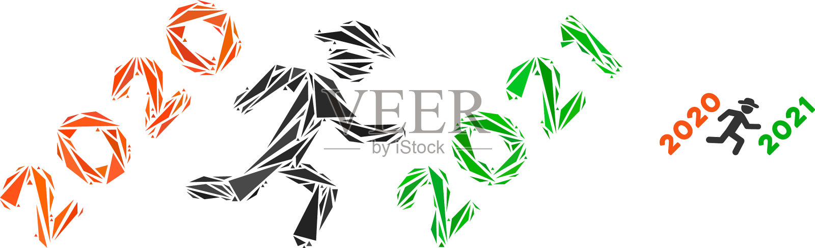 三角马赛克先生跑到2021年图标插画图片素材