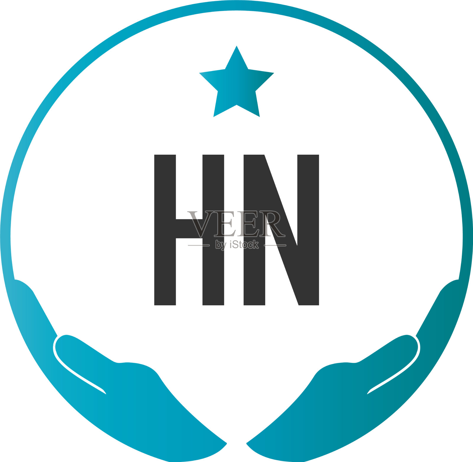 首字母hn手护理标志设计模板插画图片素材