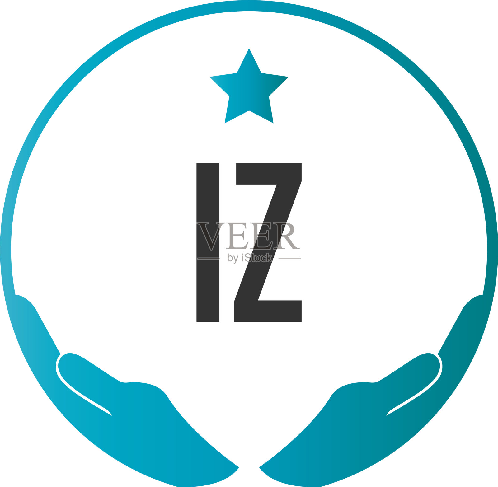 首字母iz手护理标志设计模板插画图片素材