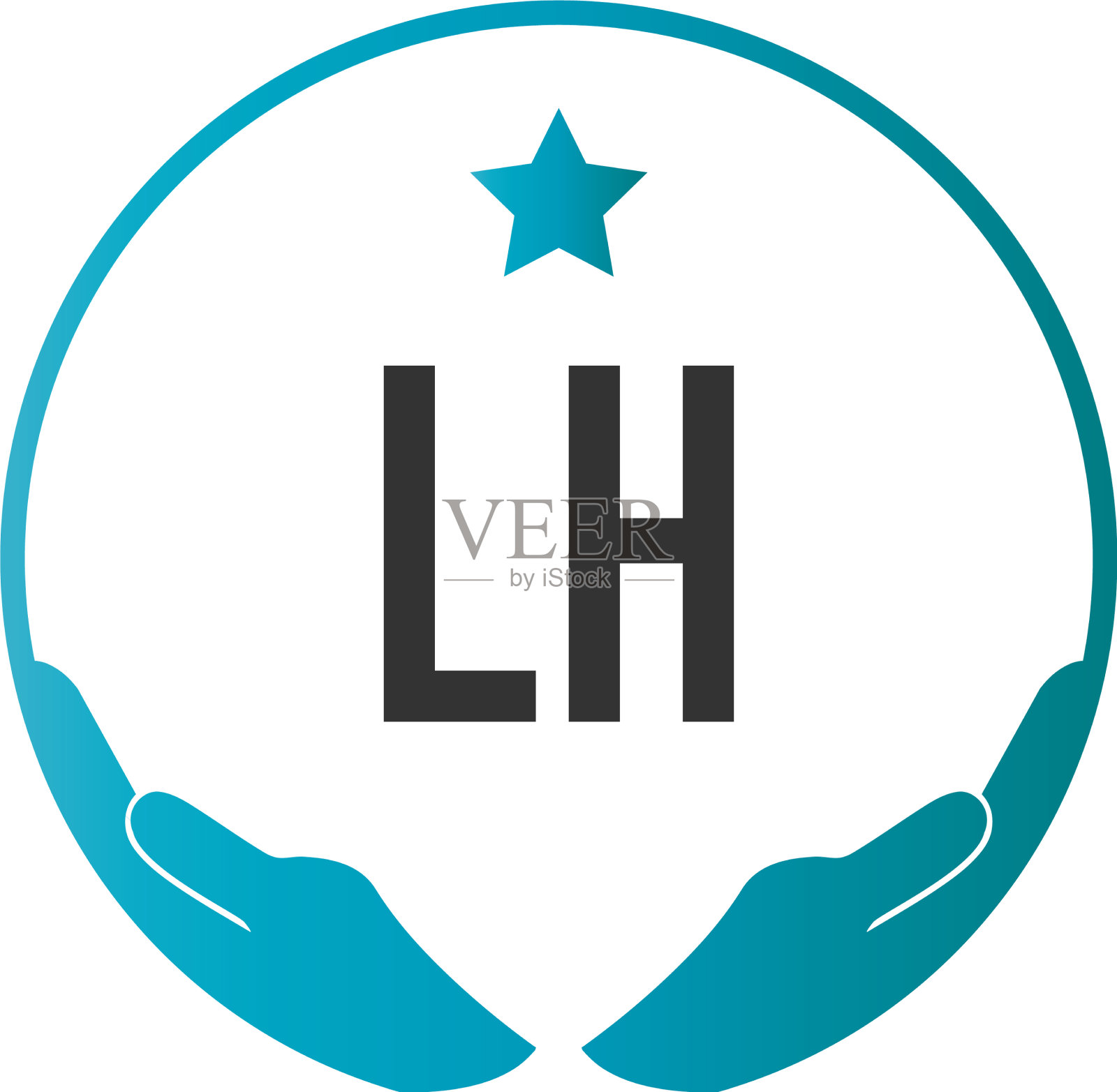 首字母lh手护理标志设计模板插画图片素材