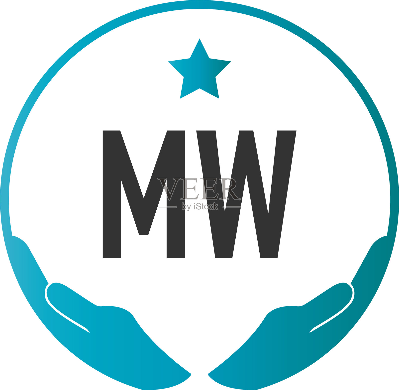 初始字母mw手护理标志设计模板插画图片素材