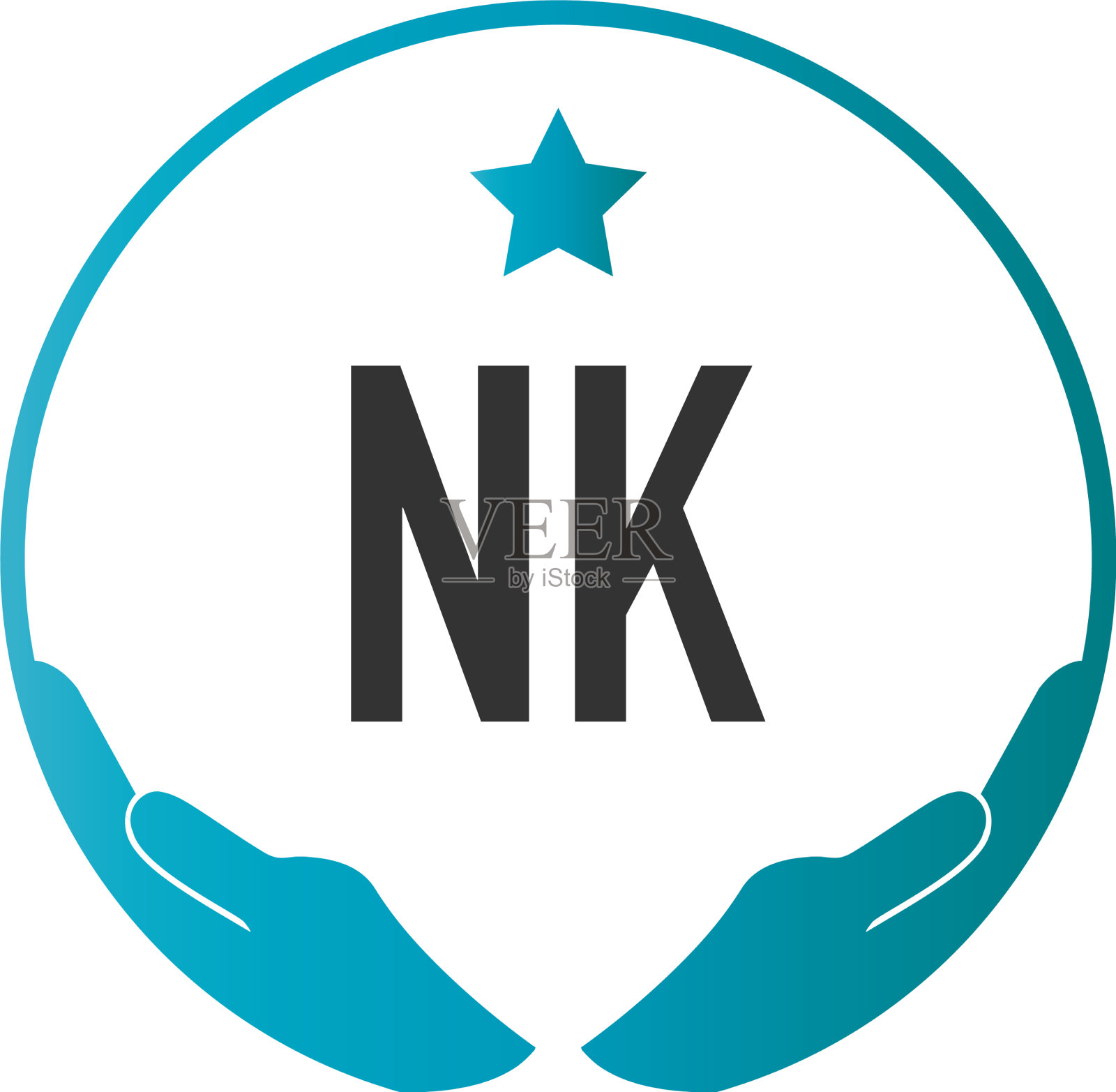 首字母nk手护理标志设计模板插画图片素材