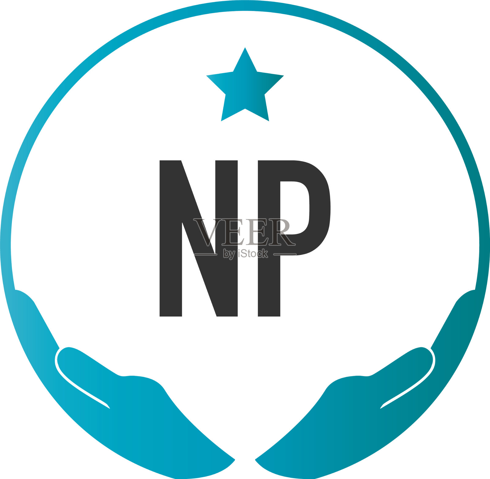 首字母np手护理标志设计模板插画图片素材