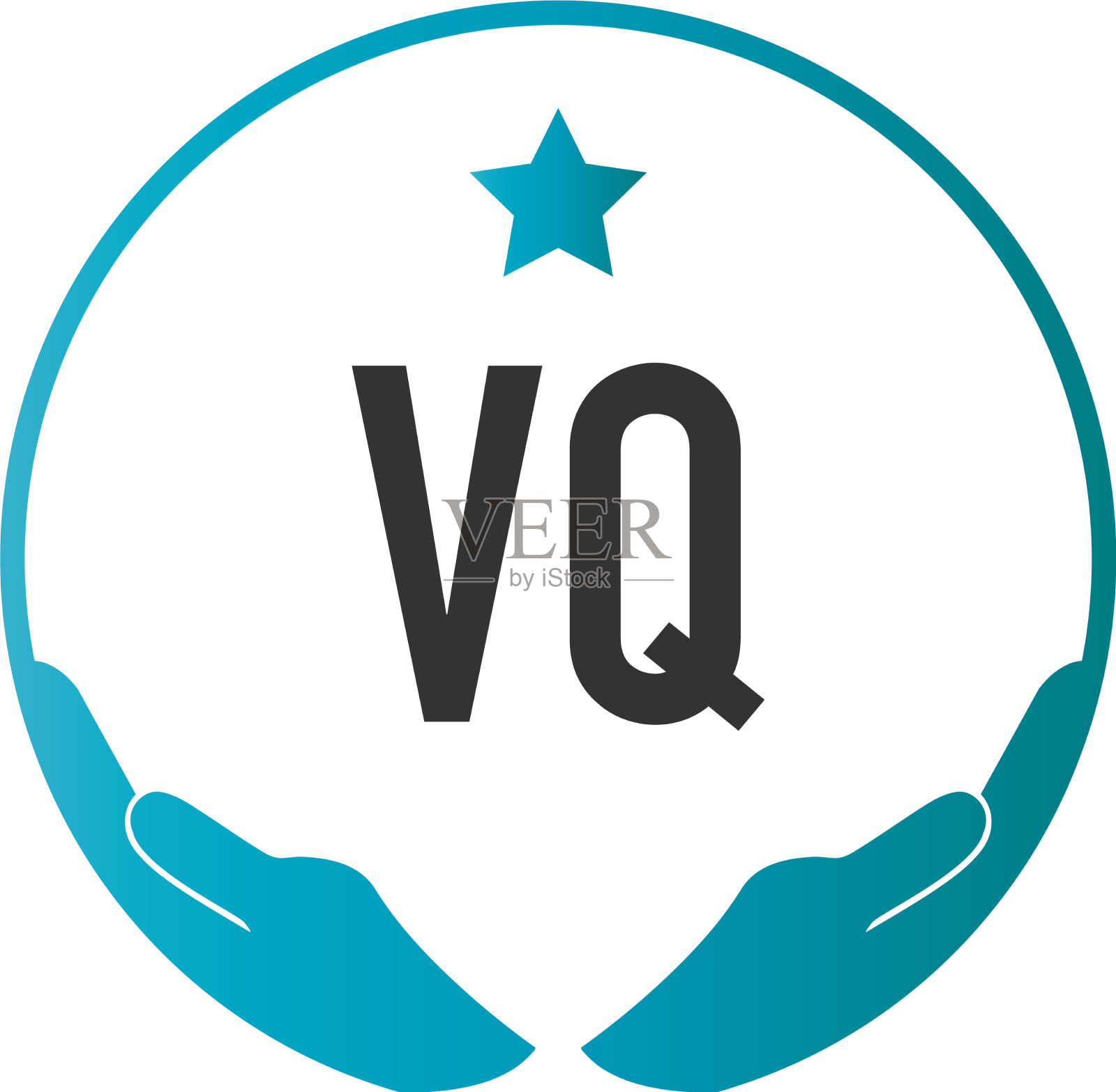 首字母vq手护理标志设计模板插画图片素材