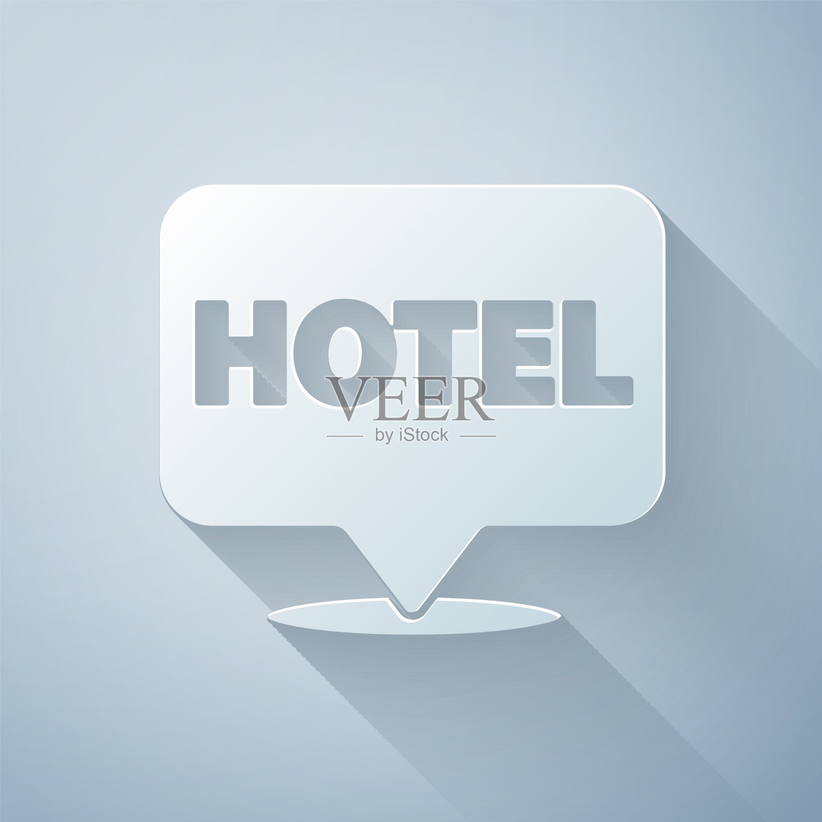 剪纸位置酒店图标孤立在灰色图标素材