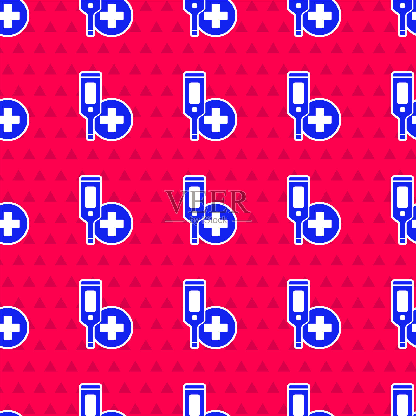 蓝色医用数字体温计插画图片素材