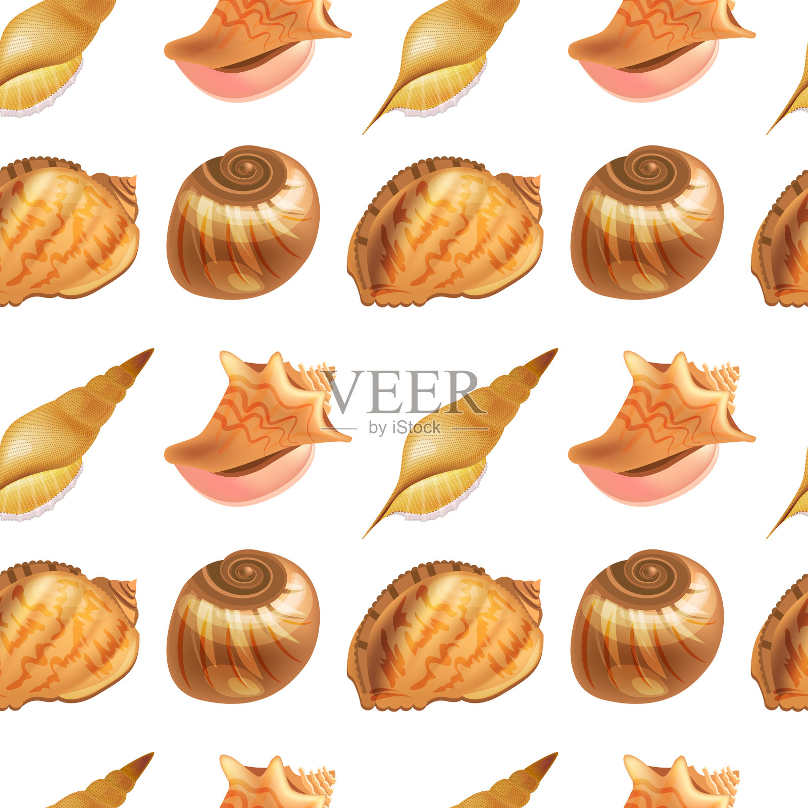 无缝图案与海螺无止尽插画图片素材