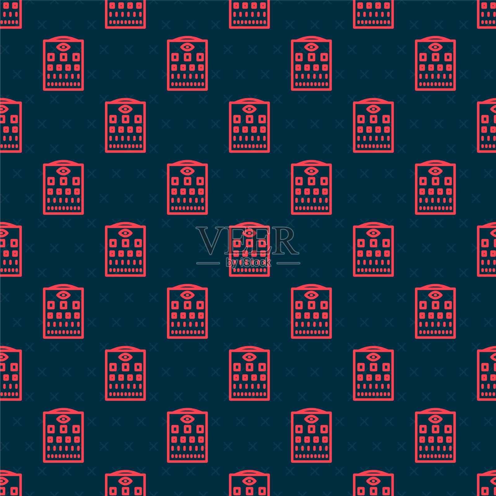 红色线眼检图图标隔离无缝插画图片素材