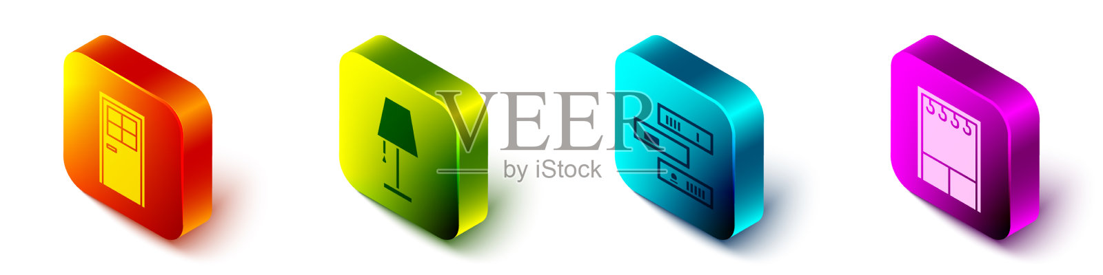 设有等距闭门台灯架图标素材