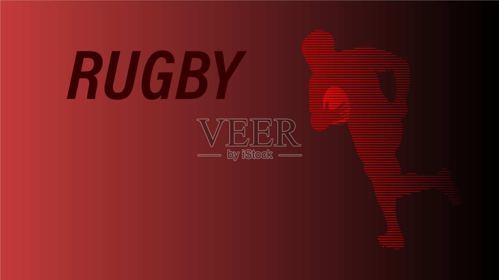 一个穿黑衣服带着球跑的橄榄球运动员插画图片素材