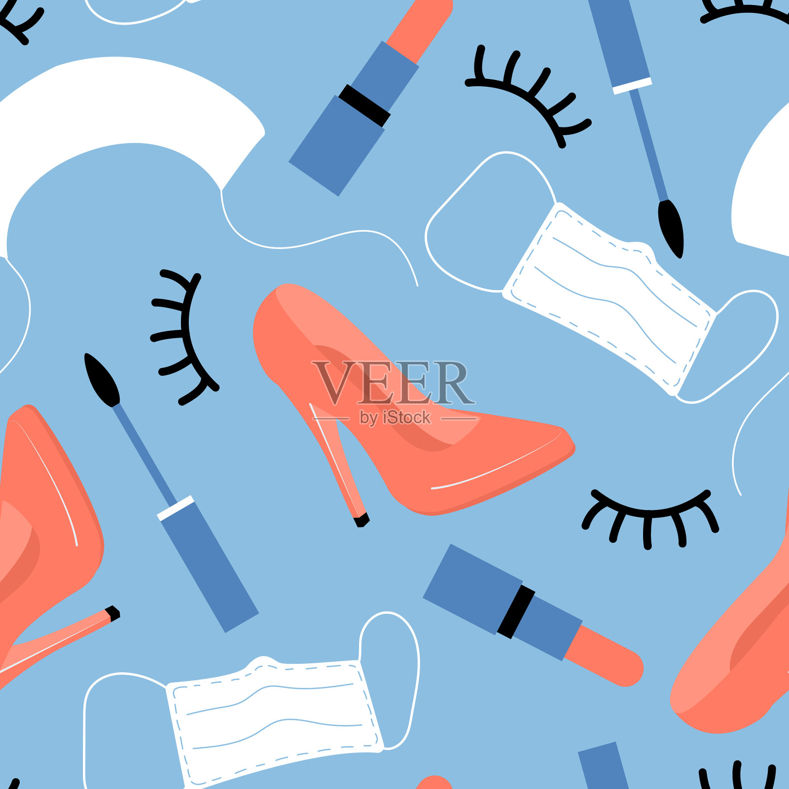 女性医用无缝模式护士配件插画图片素材