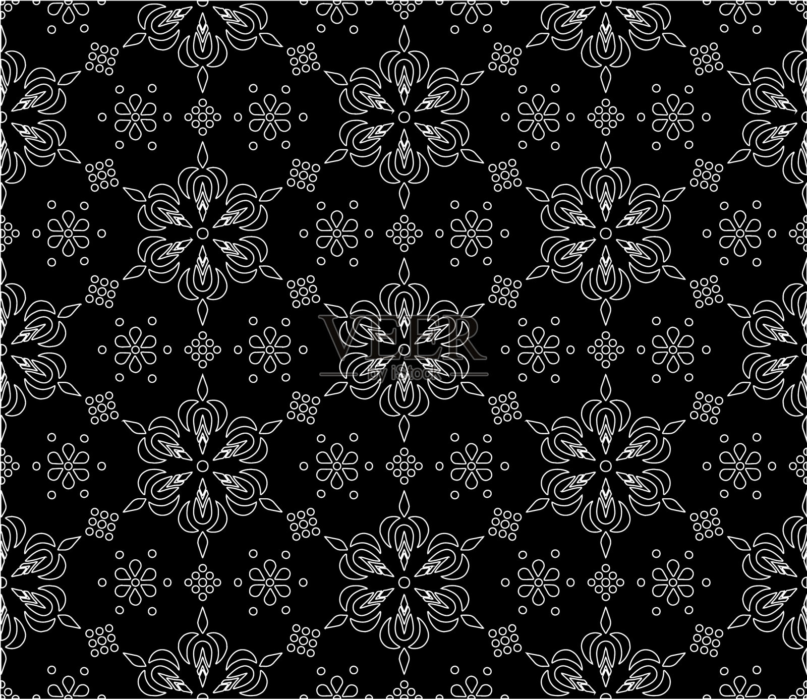 抽象图案无缝黑白涂鸦插画图片素材