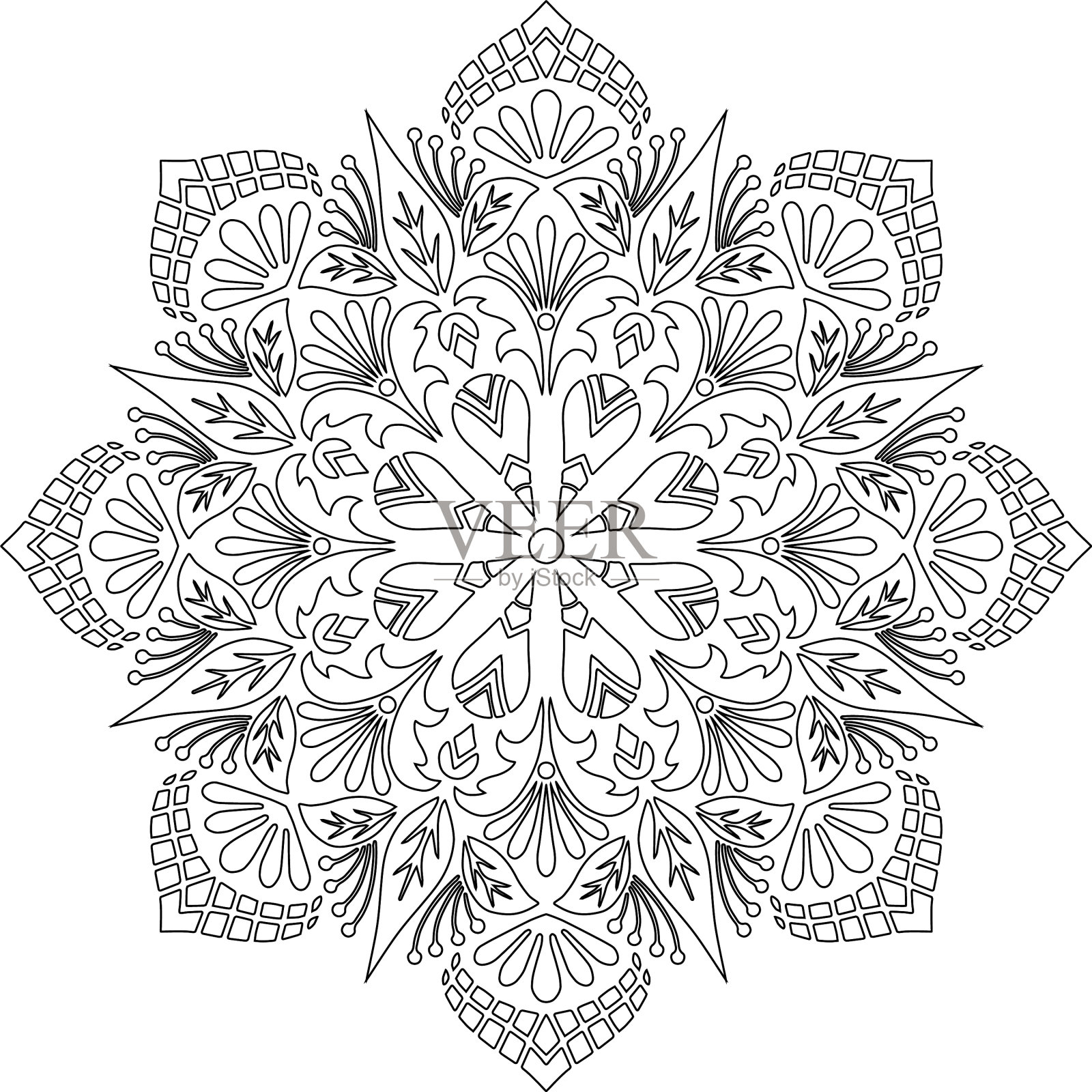 图曼荼罗着色涂鸦素描插画图片素材