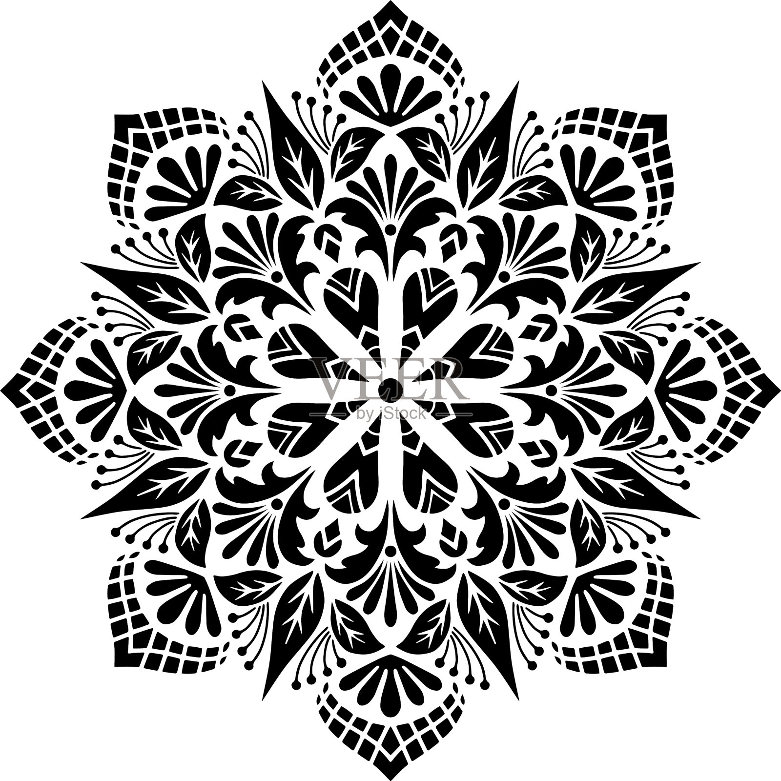 曼荼罗图案、蜡笔、涂鸦、素描插画图片素材