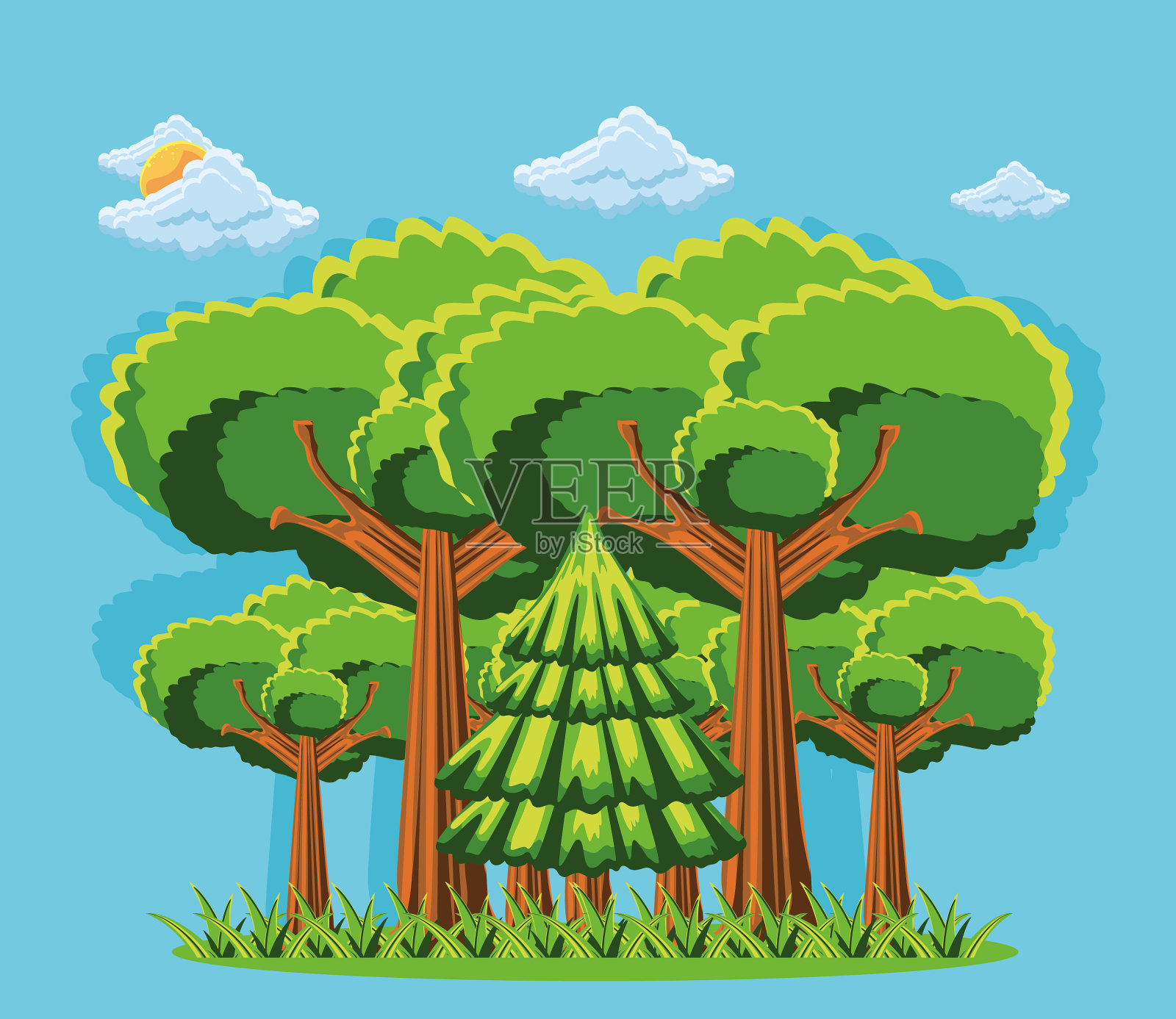 林木的天空插画图片素材