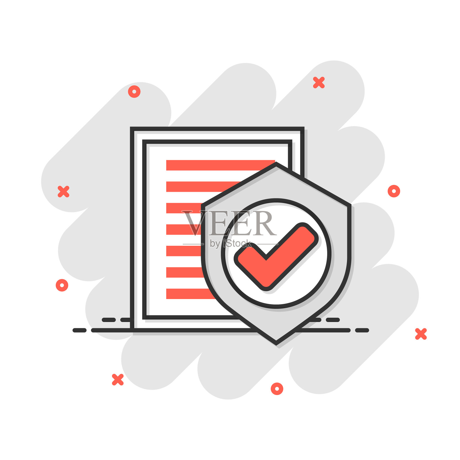 保险政策图标在漫画风格的报告设计元素图片