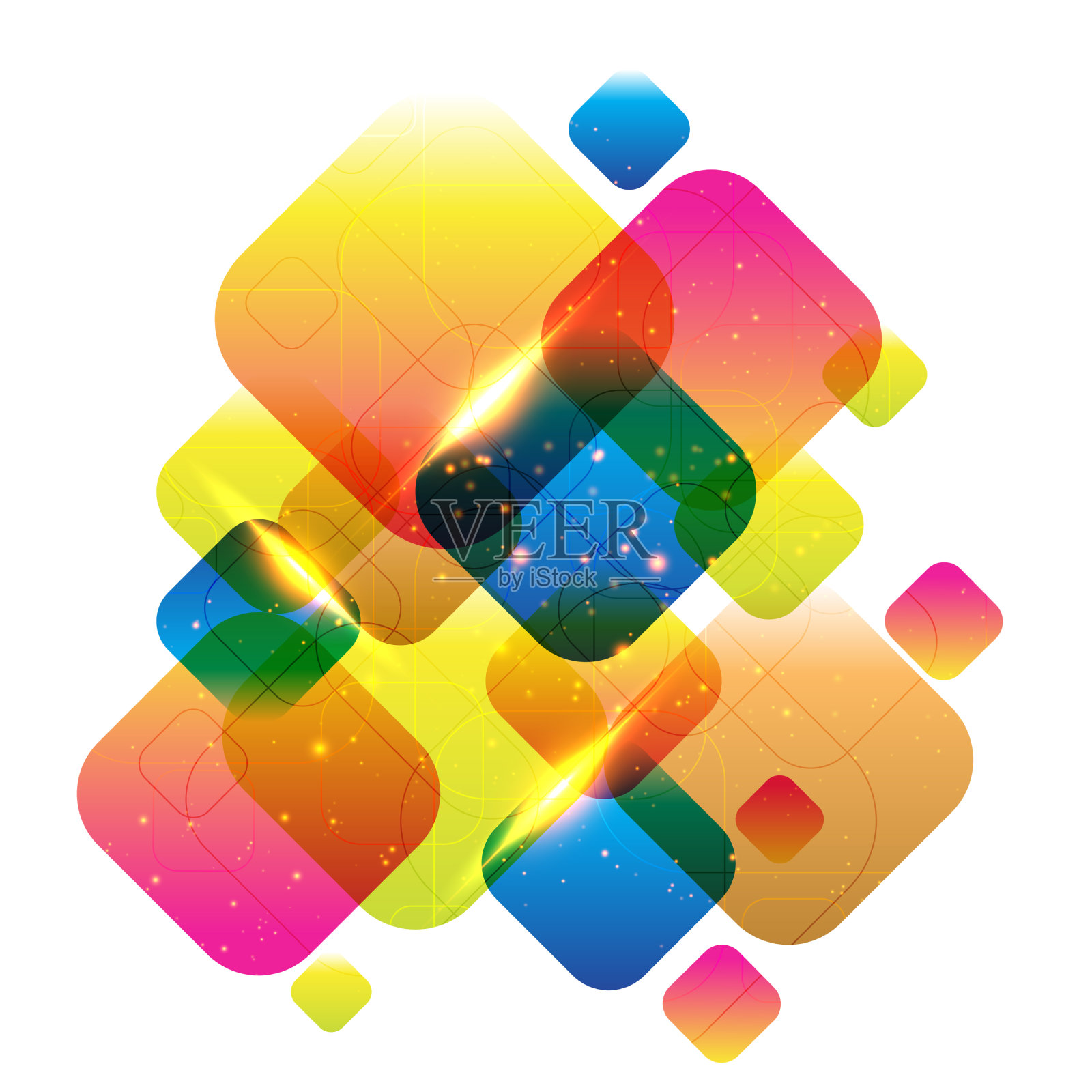 抽象背景与彩色方块插画图片素材