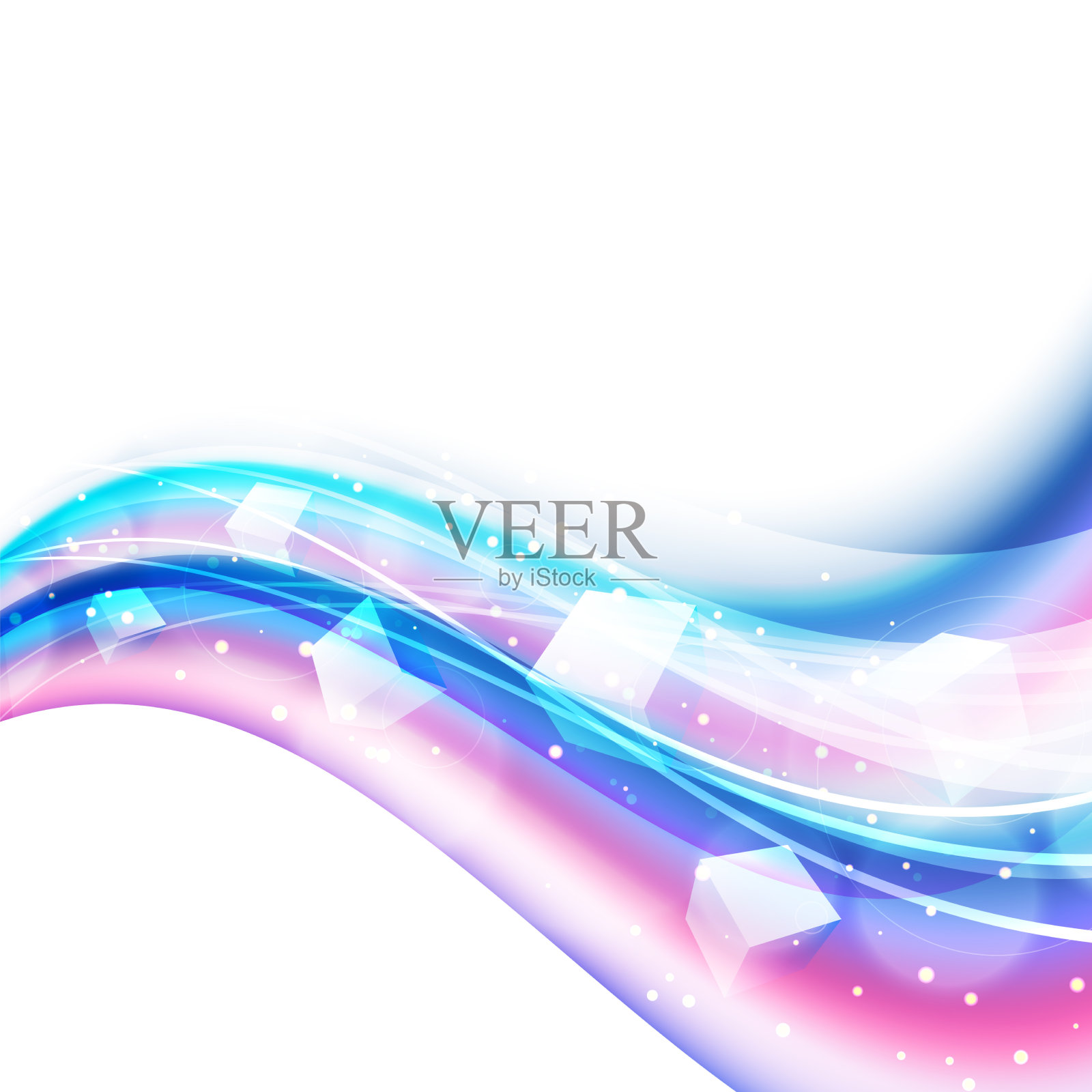 白色背景上闪亮的彩色波浪插画图片素材