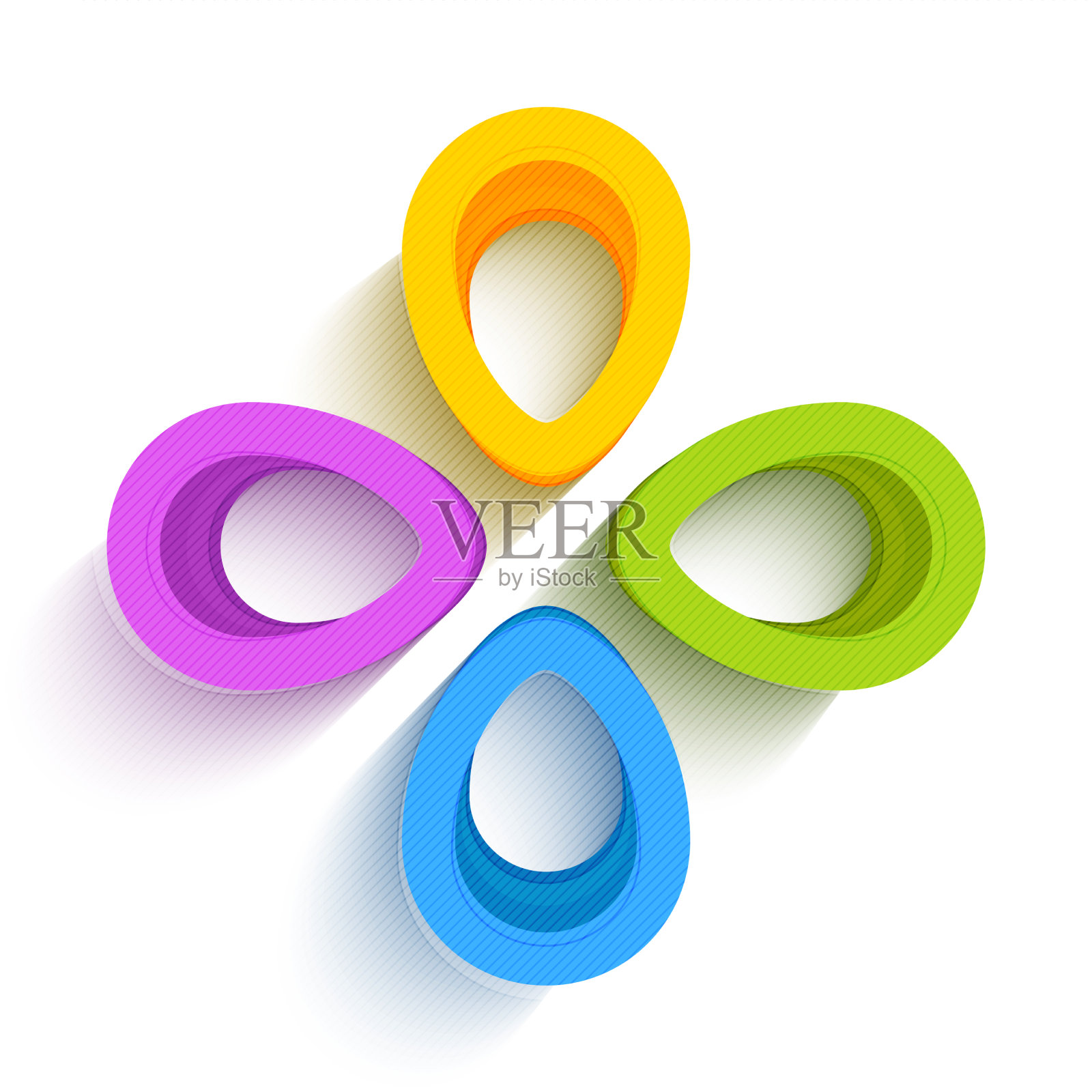 彩色的3d花在白色的背景插画图片素材