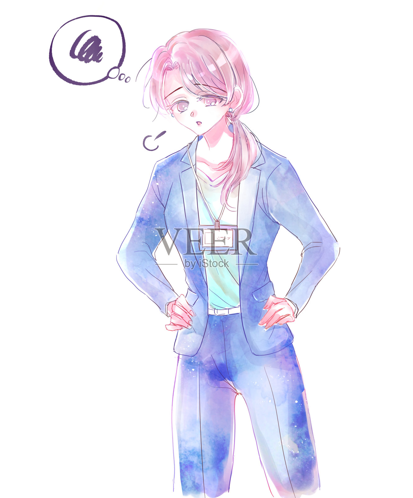 漂亮的女员工谁是累了插画图片素材