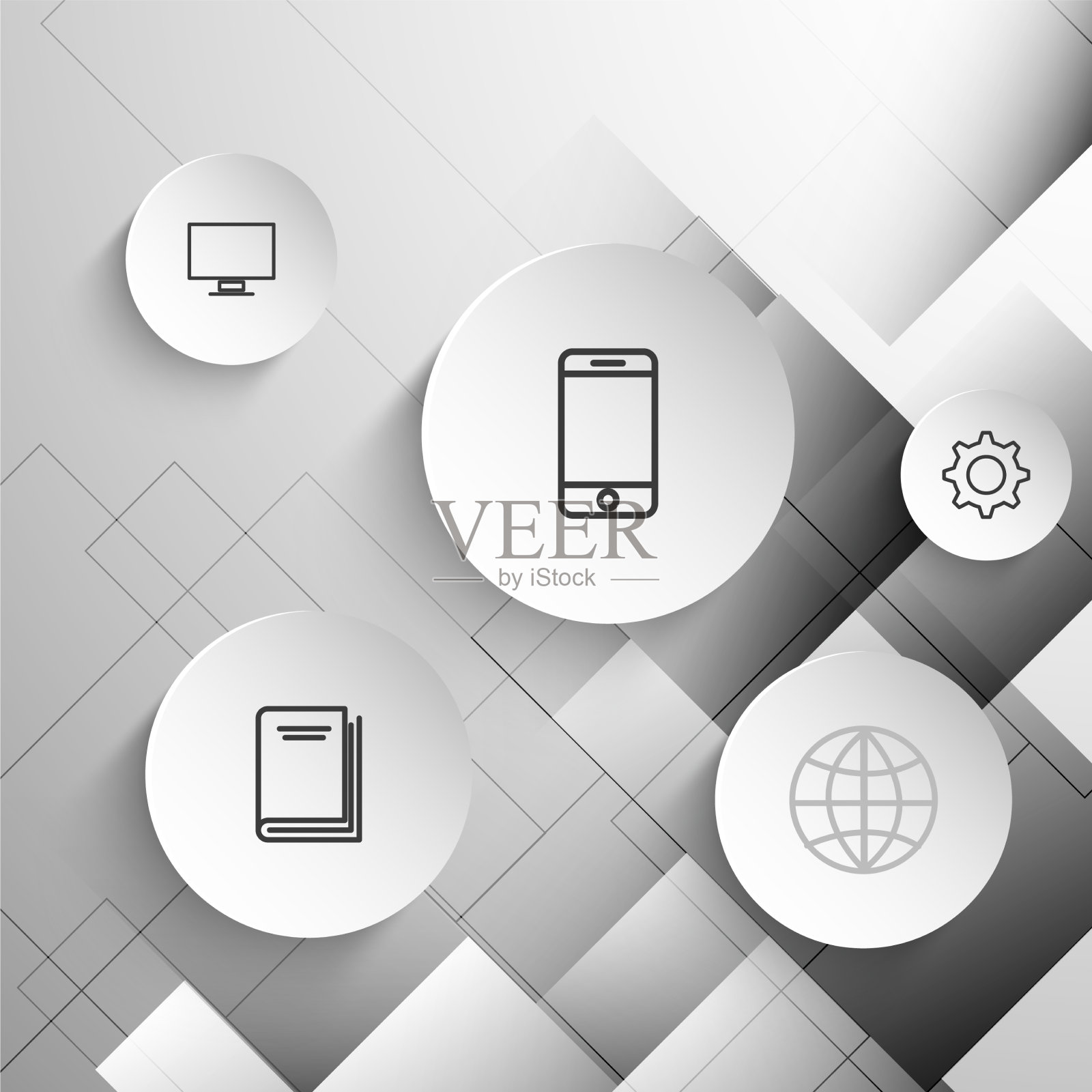 灰色抽象背景与网页符号插画图片素材