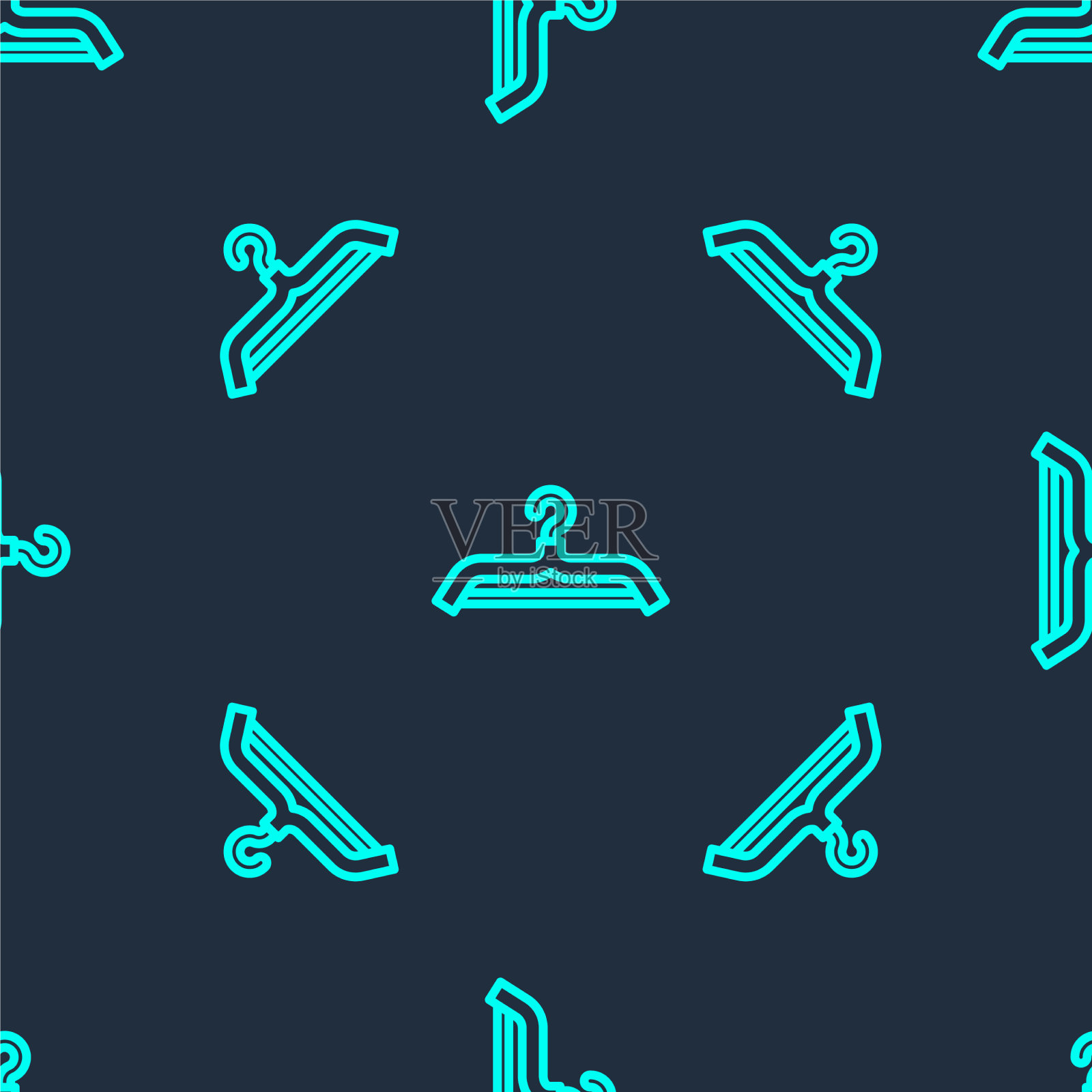 绿色线衣架衣柜图标隔离无缝插画图片素材