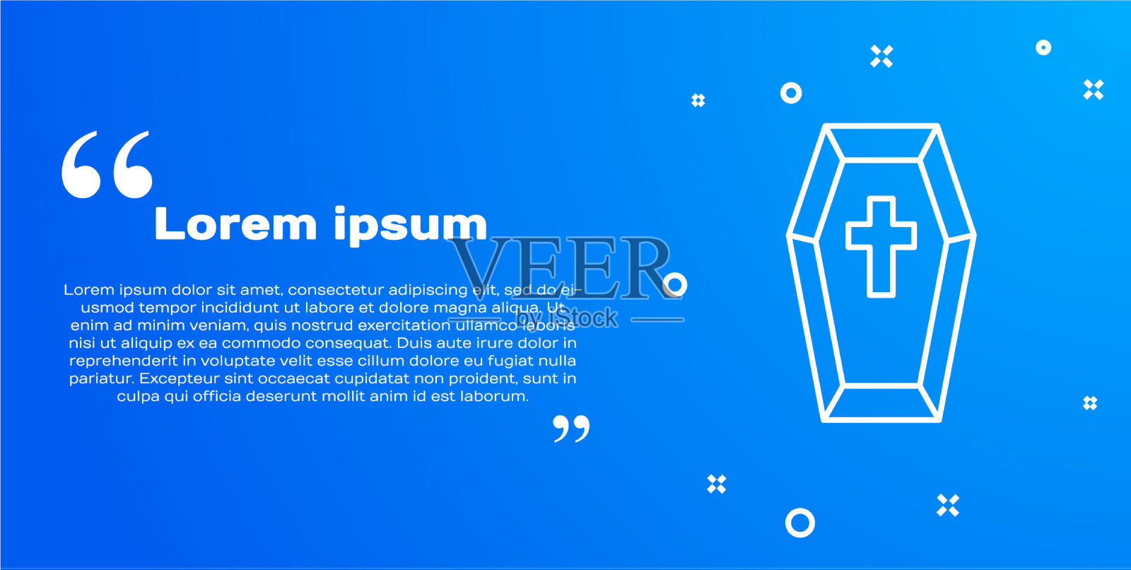 白色线棺材与基督教十字架图标插画图片素材