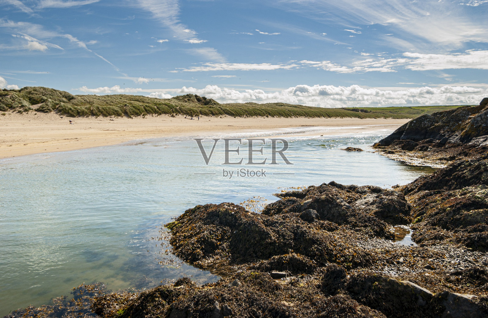 2005年8月，英国北威尔士安格尔西岛从克里吉尔湾到阿伯弗劳湾的海岸路径照片摄影图片